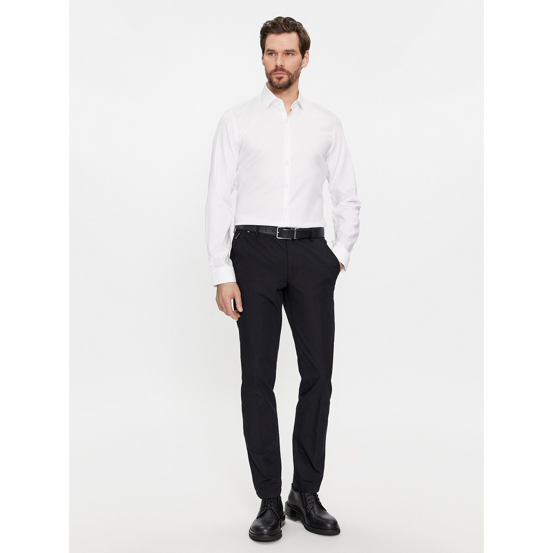 Calvin Klein Риза Structure K10K112106 Бял Slim Fit - Pepit.bg