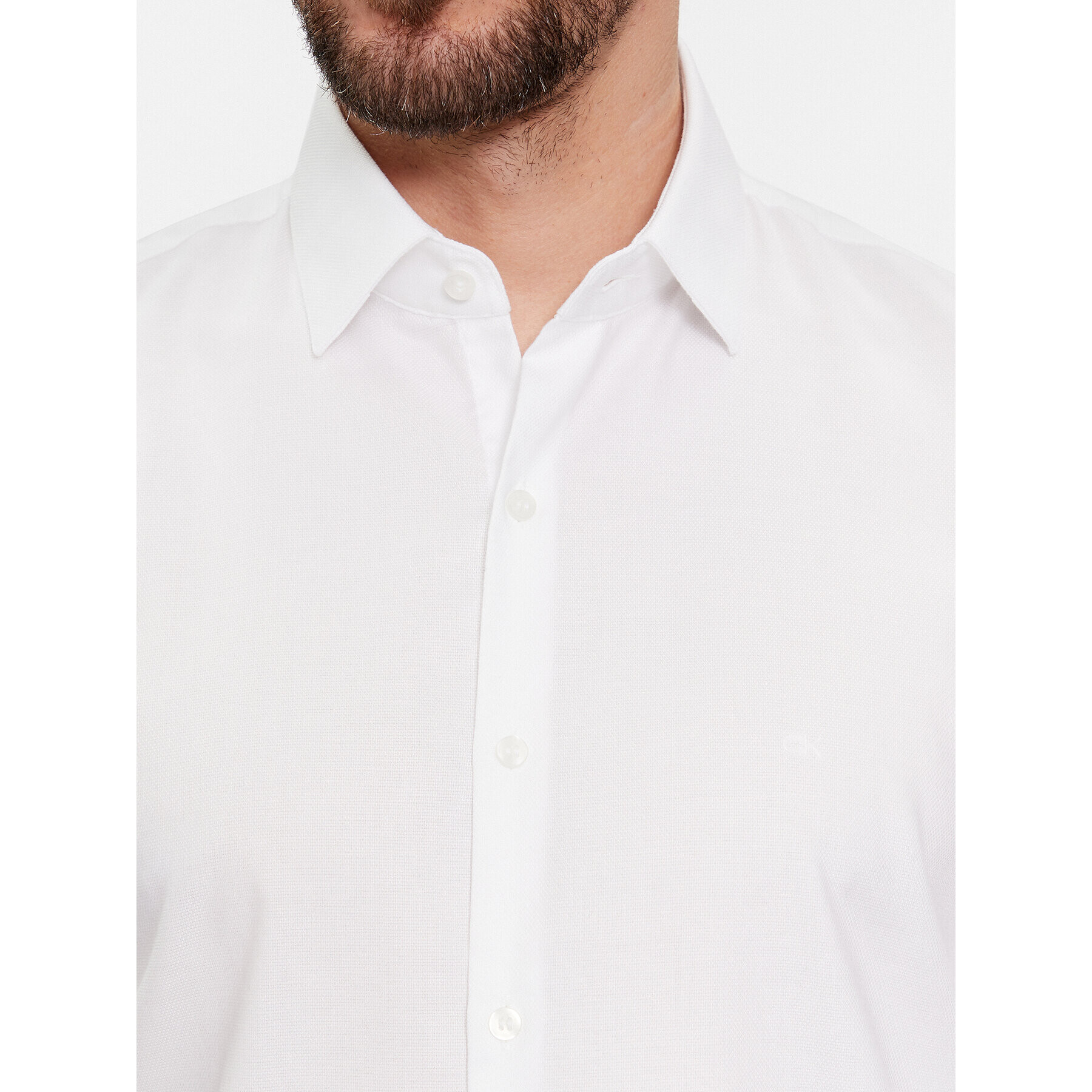 Calvin Klein Риза Structure K10K112106 Бял Slim Fit - Pepit.bg