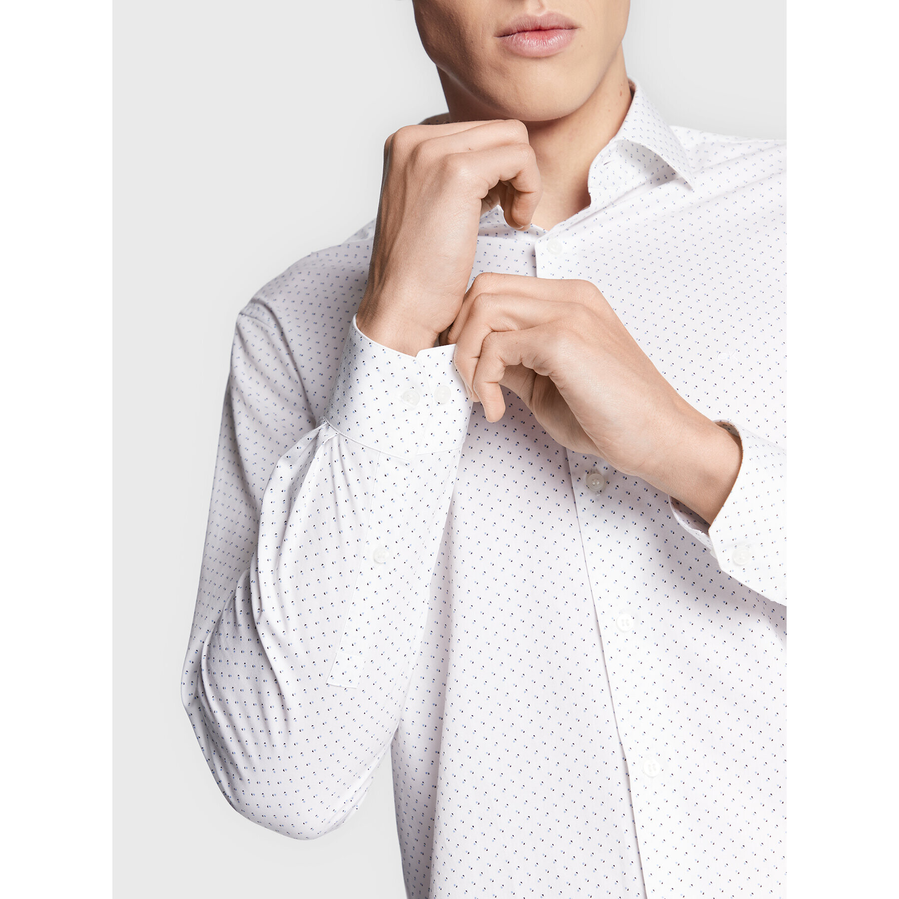 Calvin Klein Риза Twill Print K10K110937 Бял Fitted Fit - Pepit.bg