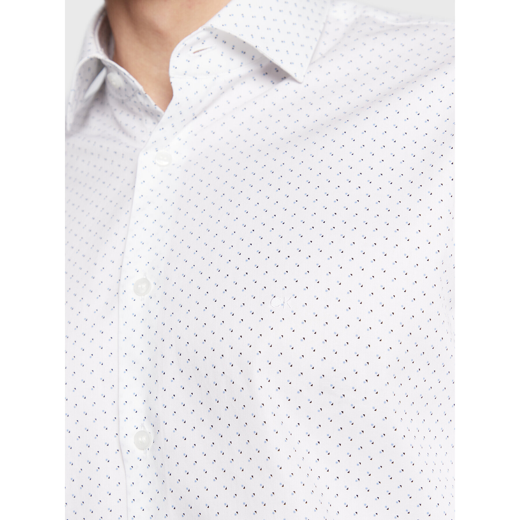 Calvin Klein Риза Twill Print K10K110937 Бял Fitted Fit - Pepit.bg