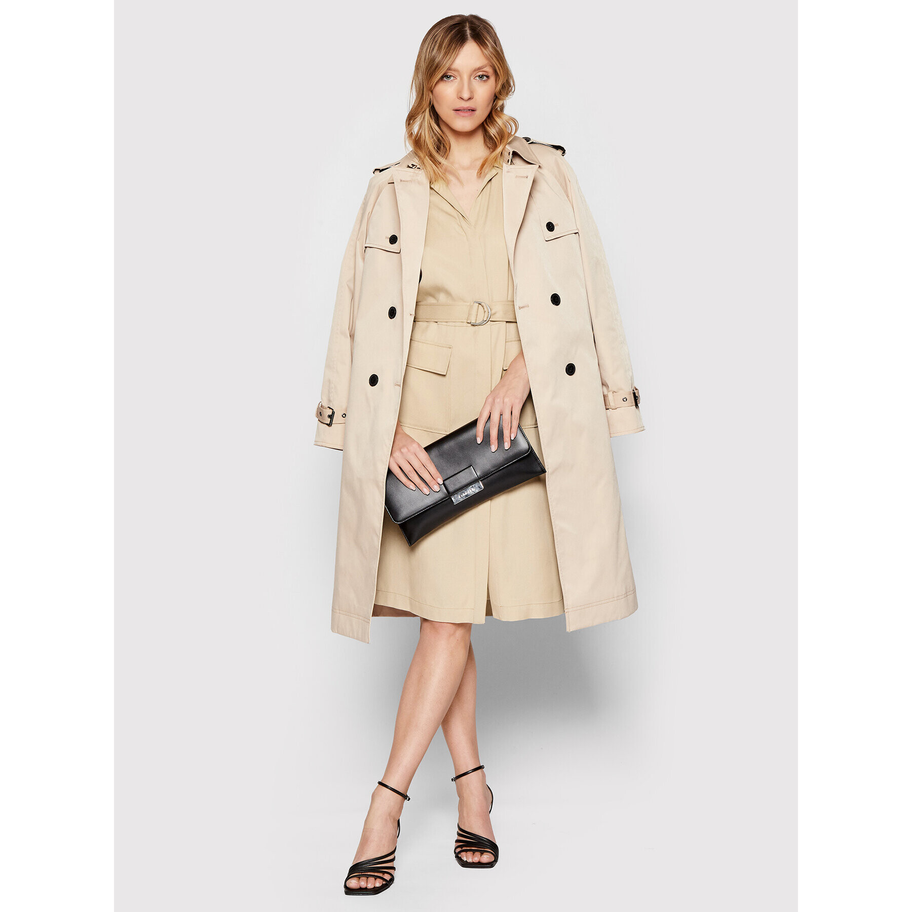 Calvin Klein Рокля тип риза K20K203782 Бежов Regular Fit - Pepit.bg