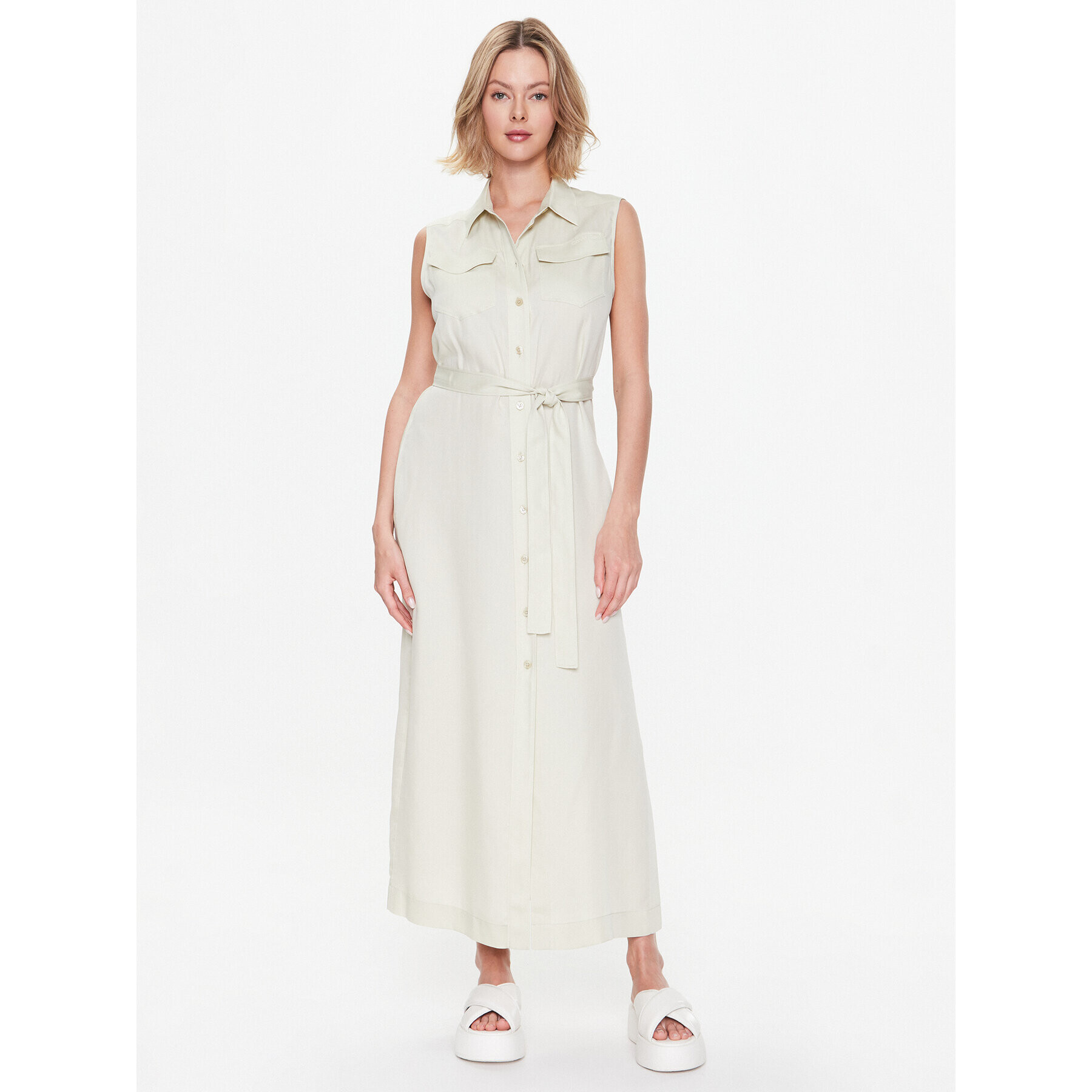 Calvin Klein Рокля тип риза K20K205204 Зелен Regular Fit - Pepit.bg