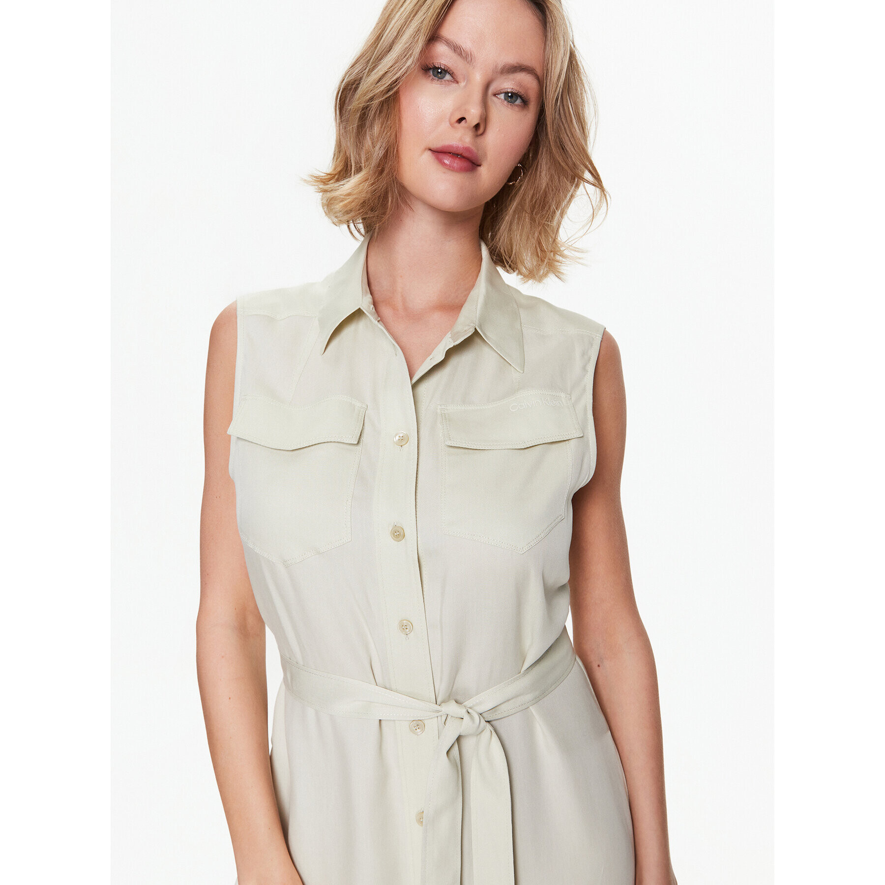 Calvin Klein Рокля тип риза K20K205204 Зелен Regular Fit - Pepit.bg