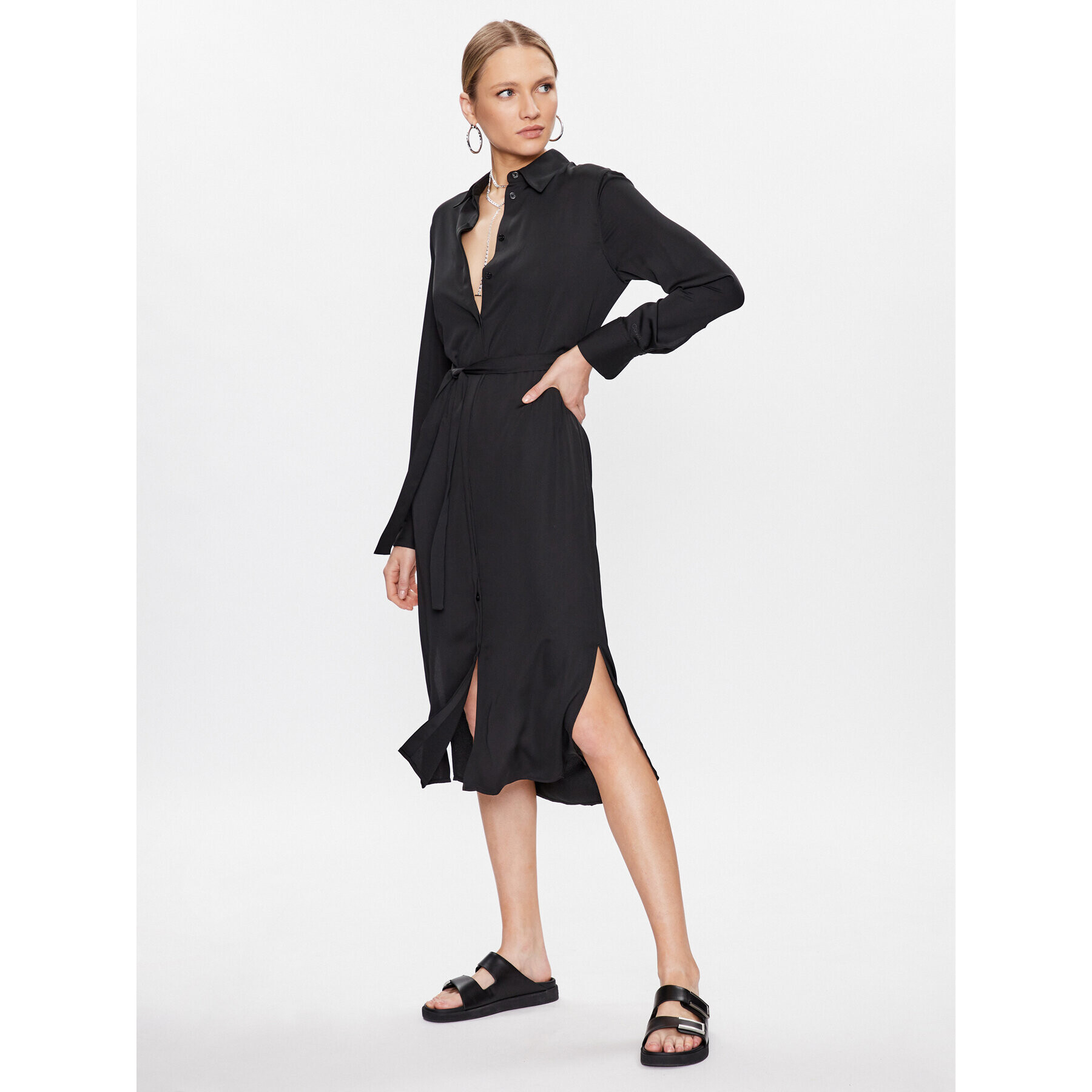 Calvin Klein Рокля тип риза K20K205218 Черен Regular Fit - Pepit.bg