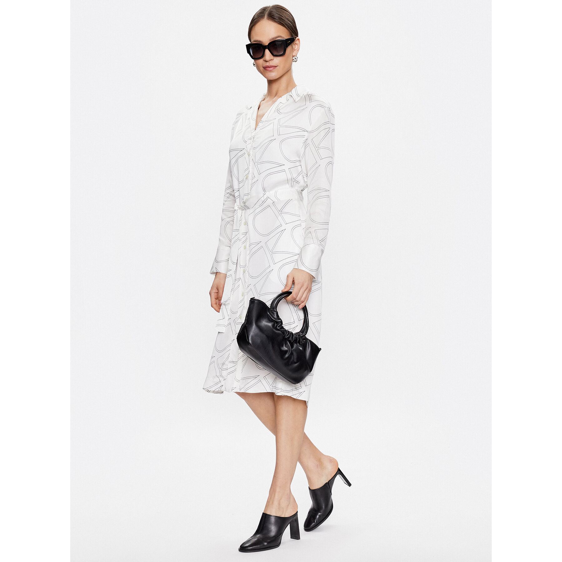 Calvin Klein Рокля тип риза K20K205509 Бял Regular Fit - Pepit.bg