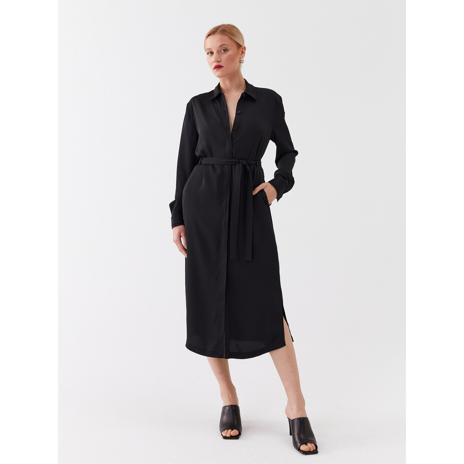 Calvin Klein Рокля тип риза K20K205697 Черен Regular Fit - Pepit.bg