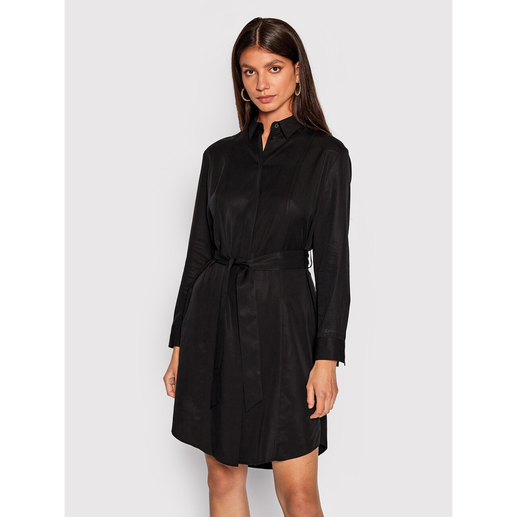 Calvin Klein Рокля тип риза Refibra K20K204409 Черен Regular Fit - Pepit.bg