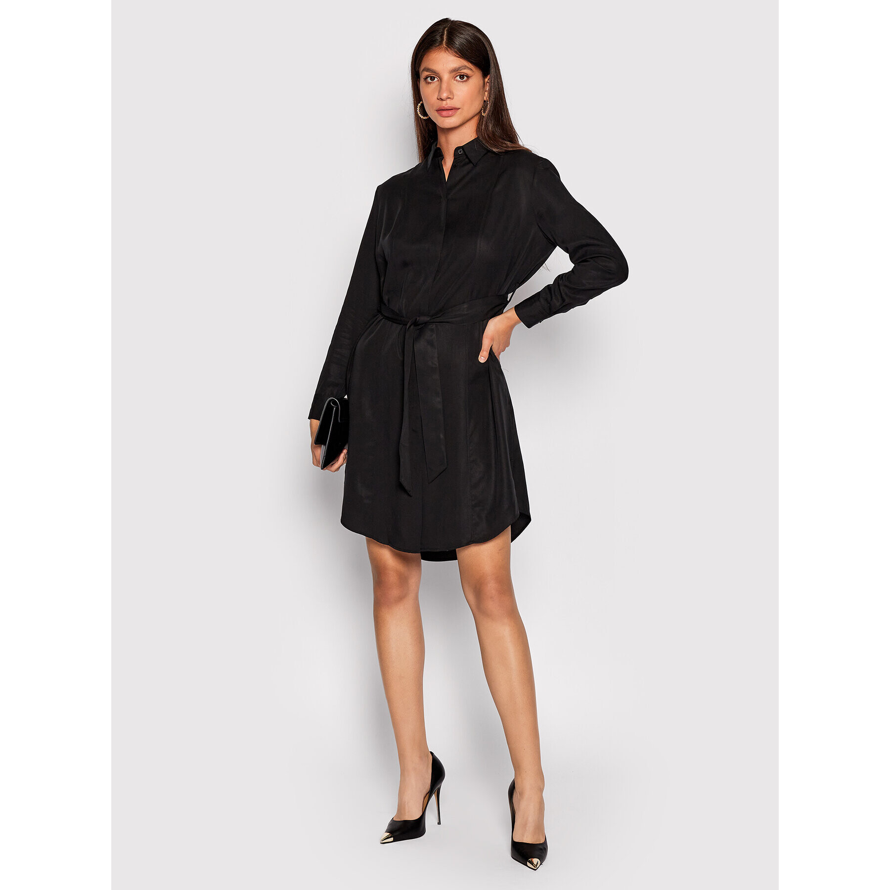 Calvin Klein Рокля тип риза Refibra K20K204409 Черен Regular Fit - Pepit.bg