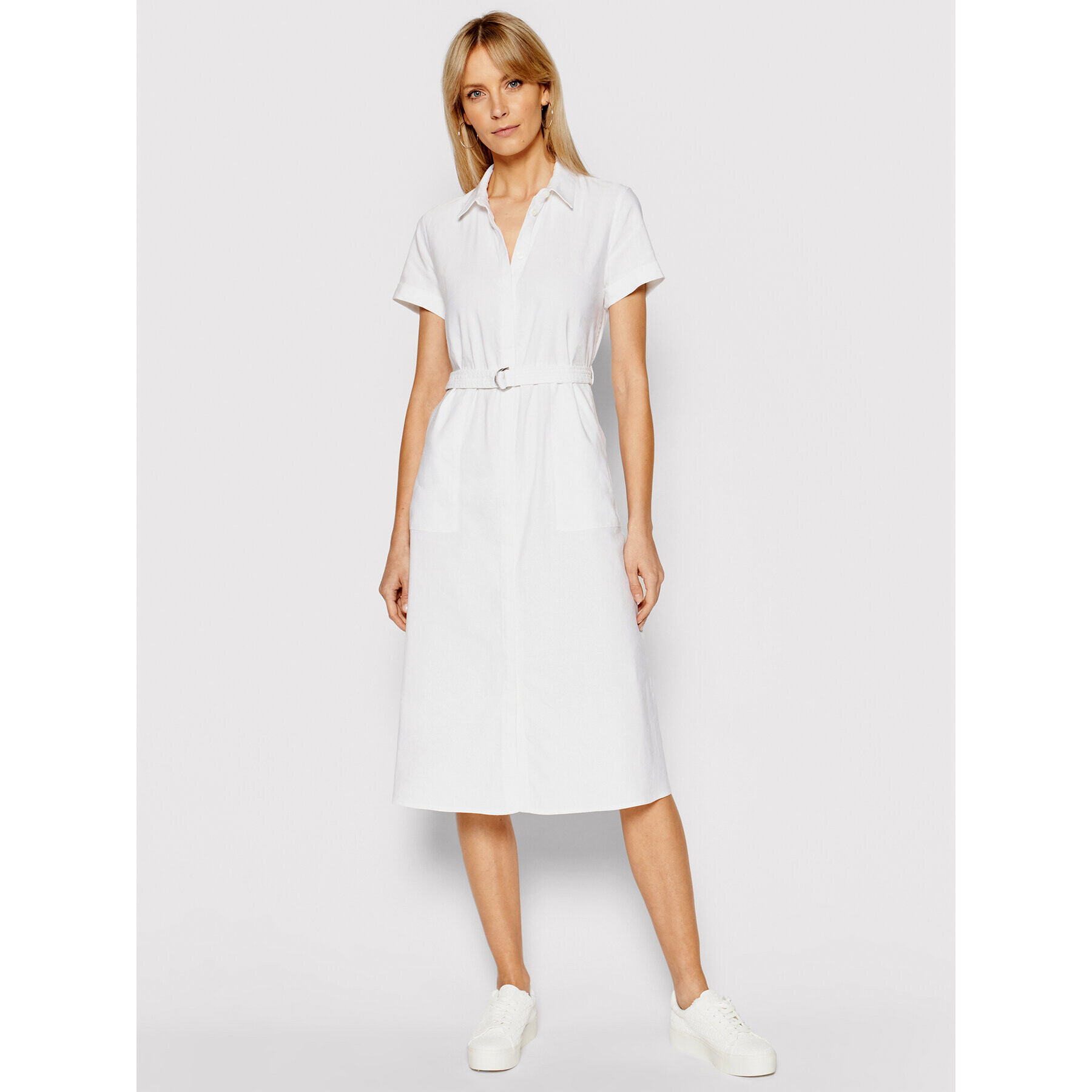 Calvin Klein Рокля тип риза K20K202954 Бял Regular Fit - Pepit.bg