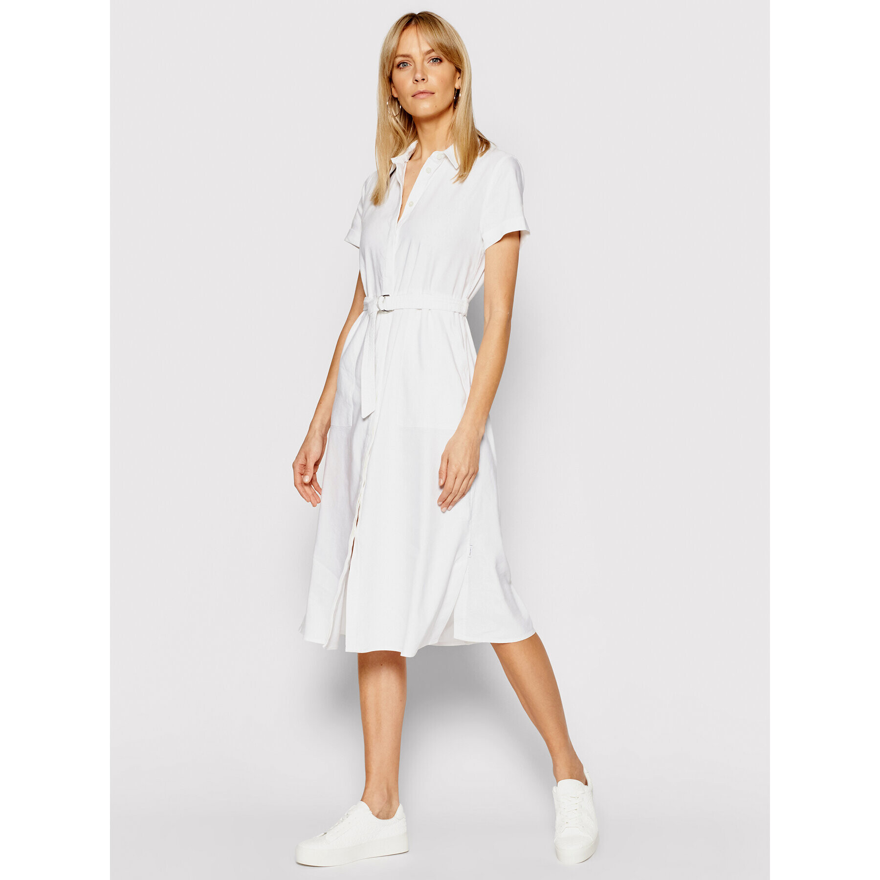 Calvin Klein Рокля тип риза K20K202954 Бял Regular Fit - Pepit.bg