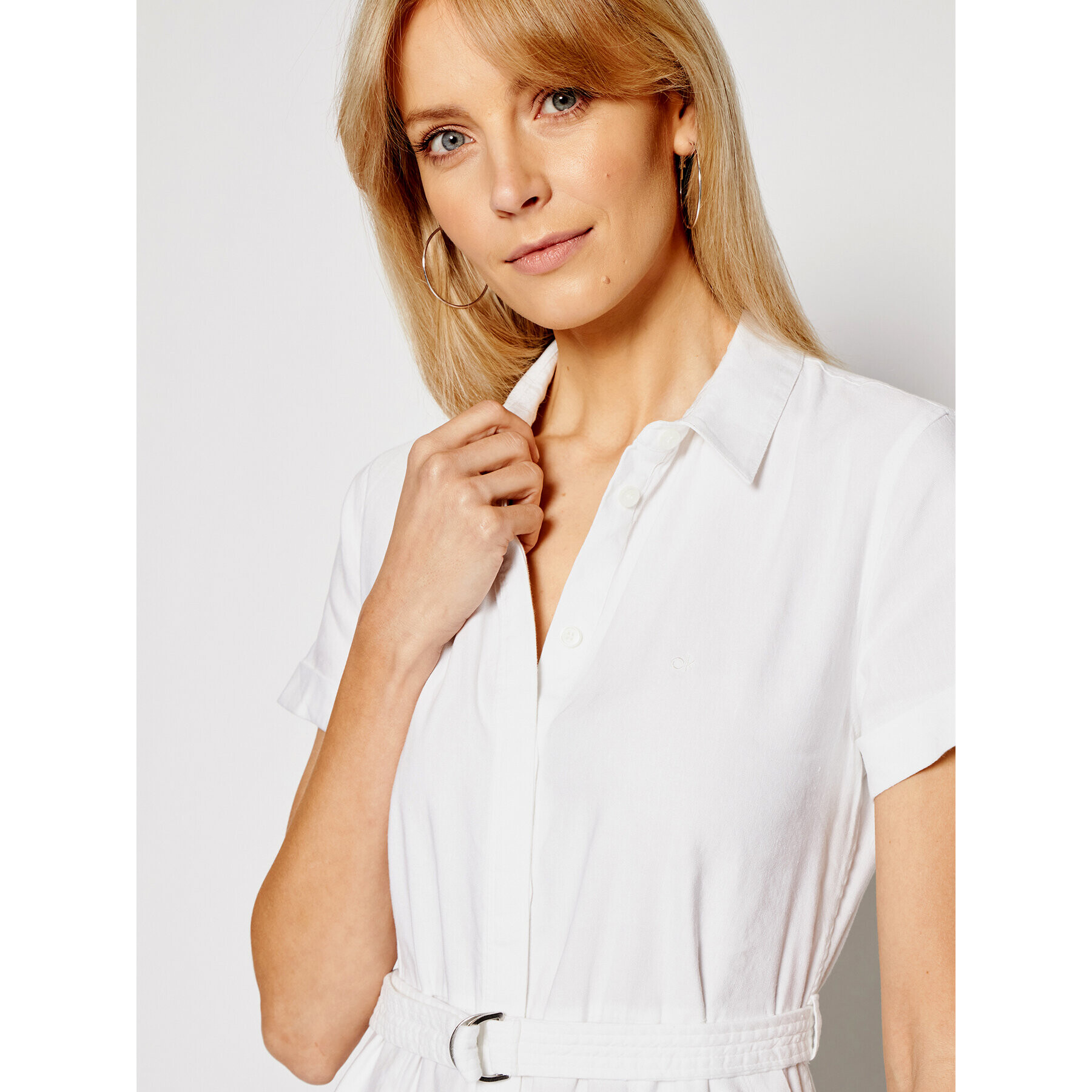 Calvin Klein Рокля тип риза K20K202954 Бял Regular Fit - Pepit.bg