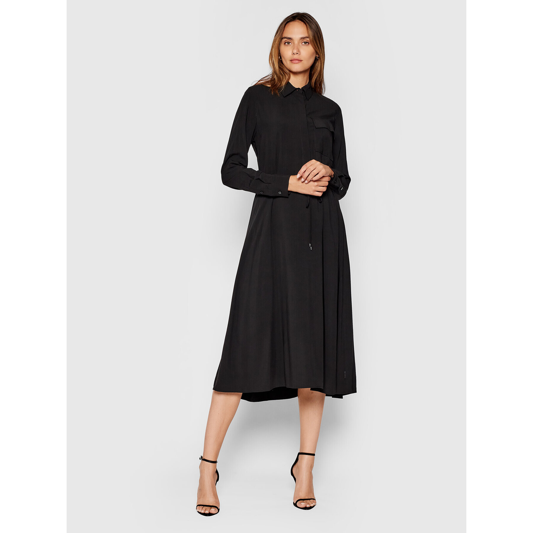 Calvin Klein Рокля тип риза Poplin K20K203103 Черен Regular Fit - Pepit.bg