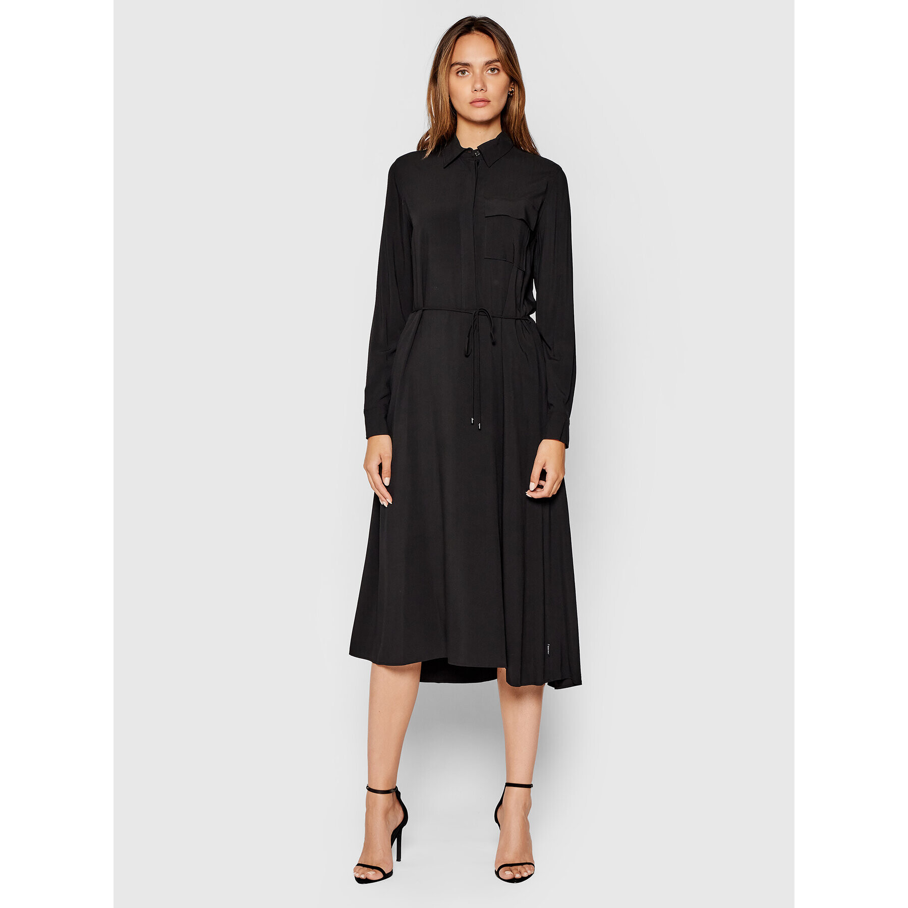 Calvin Klein Рокля тип риза Poplin K20K203103 Черен Regular Fit - Pepit.bg