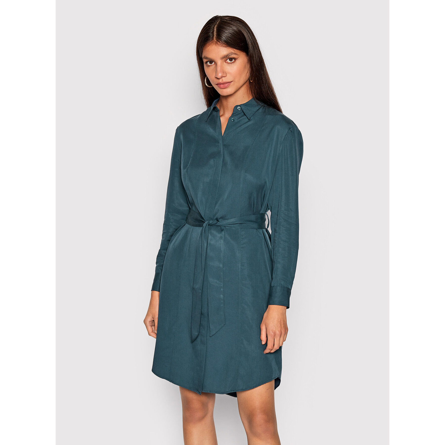 Calvin Klein Рокля тип риза Refibra K20K204409 Син Regular Fit - Pepit.bg