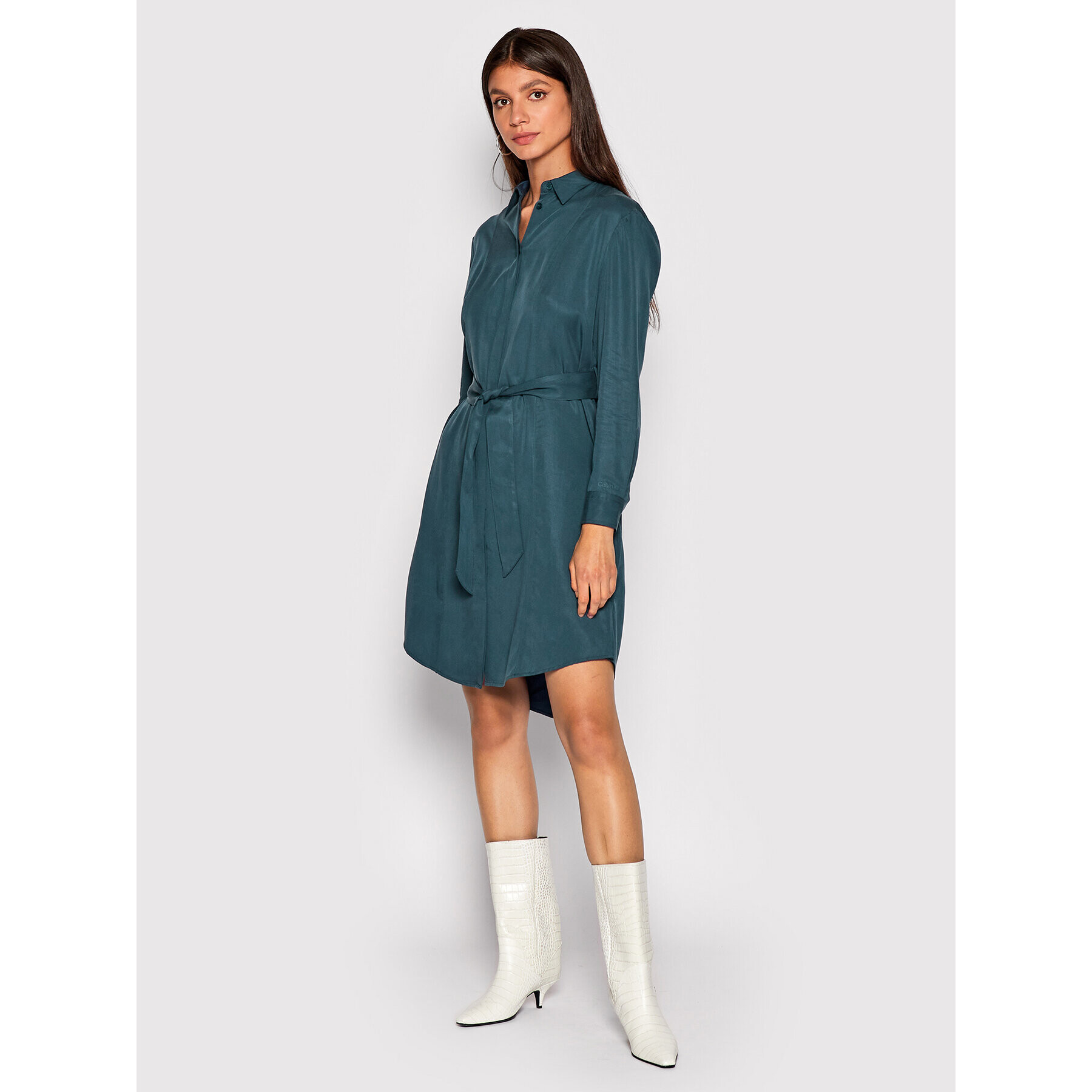 Calvin Klein Рокля тип риза Refibra K20K204409 Син Regular Fit - Pepit.bg