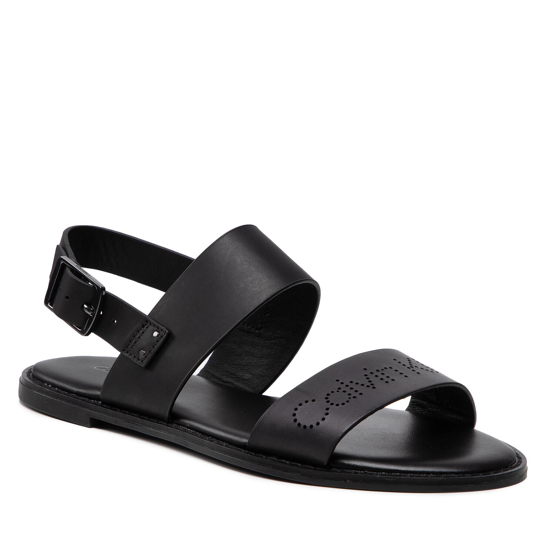 Calvin Klein Сандали Almond Flat Sandal Perf HW0HW00682 Черен - Pepit.bg