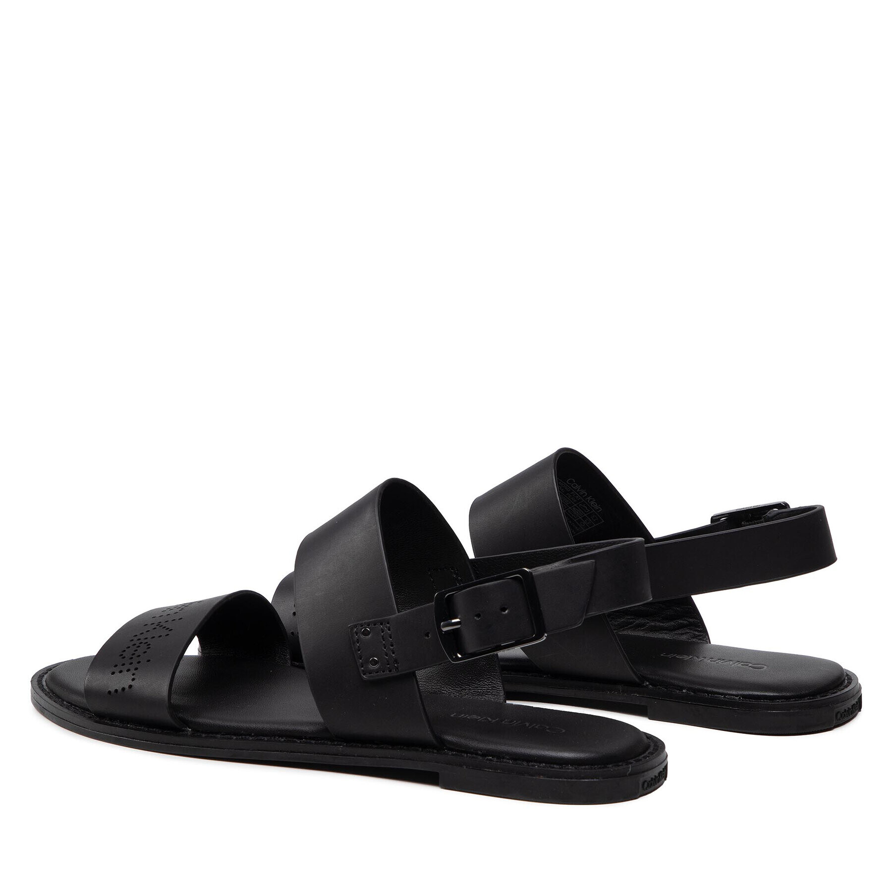 Calvin Klein Сандали Almond Flat Sandal Perf HW0HW00682 Черен - Pepit.bg