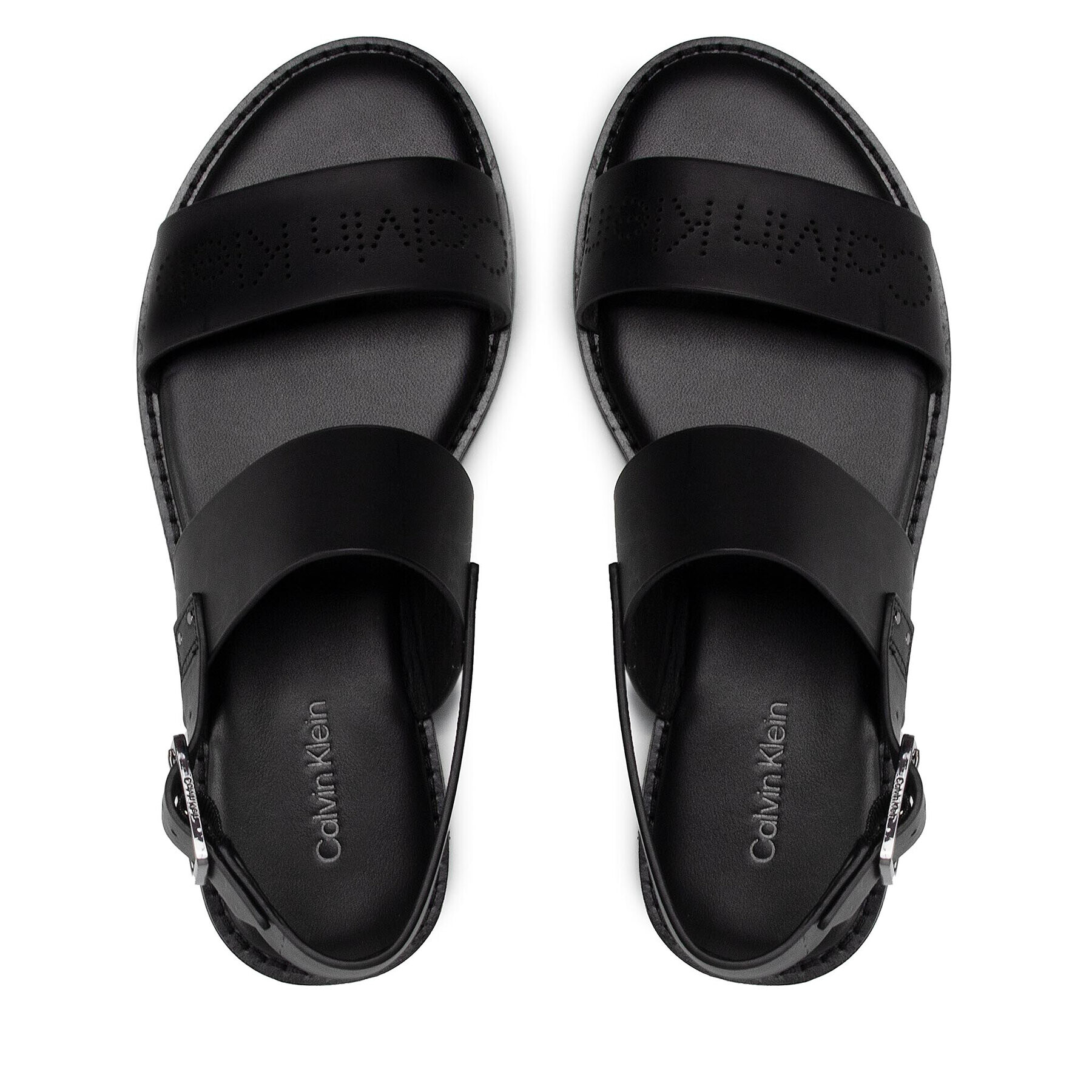 Calvin Klein Сандали Almond Flat Sandal Perf HW0HW00682 Черен - Pepit.bg