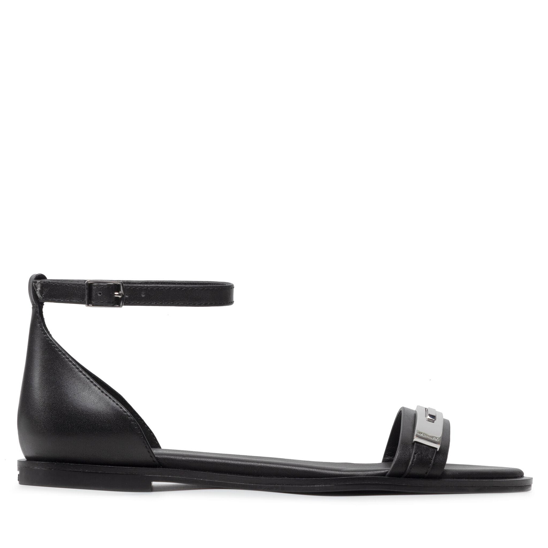 Calvin Klein Сандали Barely There Flat Sndl W/Hdw-Lth HW0HW01187 Черен - Pepit.bg