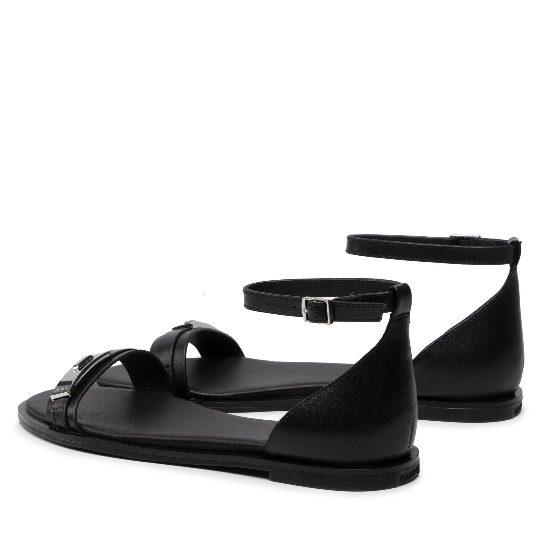 Calvin Klein Сандали Barely There Flat Sndl W/Hdw-Lth HW0HW01187 Черен - Pepit.bg