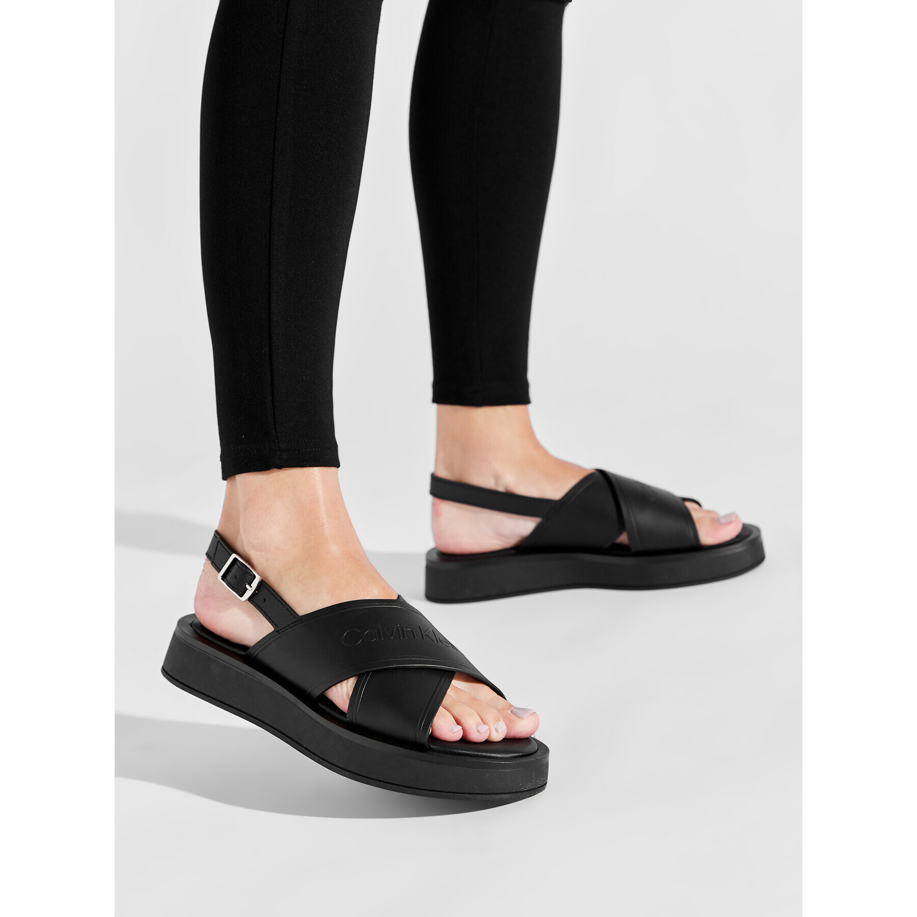 Calvin Klein Сандали Flatform Sandal Hf HW0HW01139 Черен - Pepit.bg