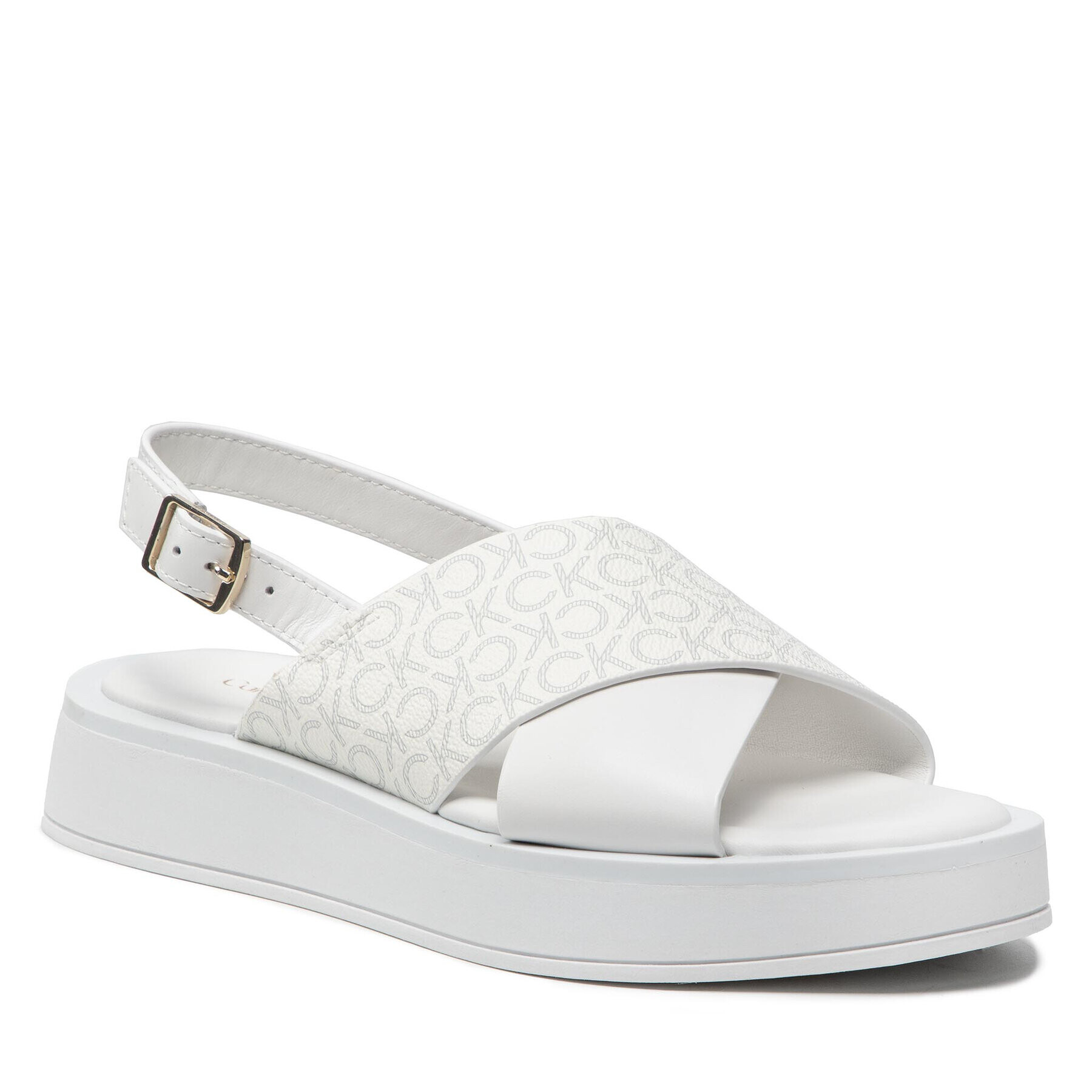 Calvin Klein Сандали Flatform Sanl Moni Mix HW0HW01138 Бял - Pepit.bg