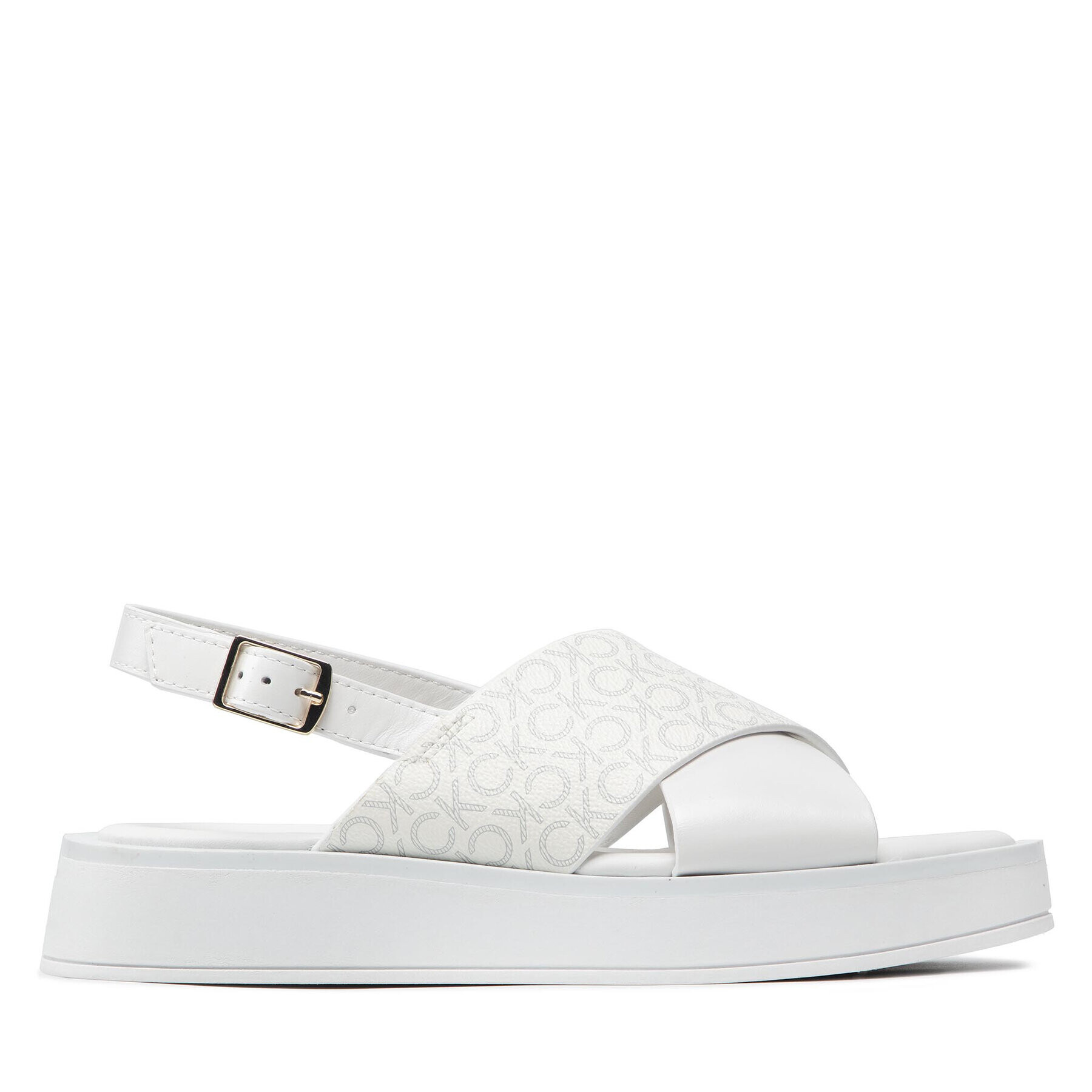 Calvin Klein Сандали Flatform Sanl Moni Mix HW0HW01138 Бял - Pepit.bg