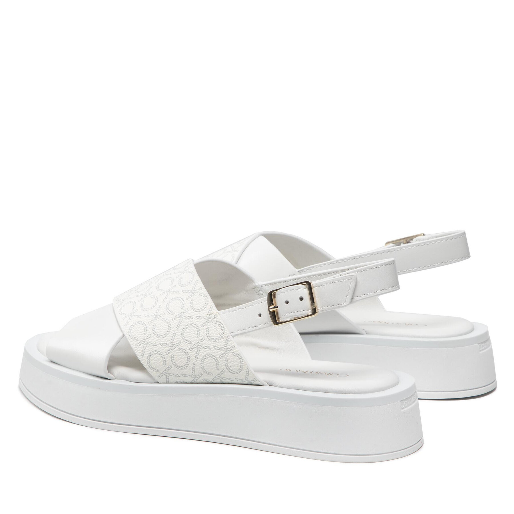 Calvin Klein Сандали Flatform Sanl Moni Mix HW0HW01138 Бял - Pepit.bg
