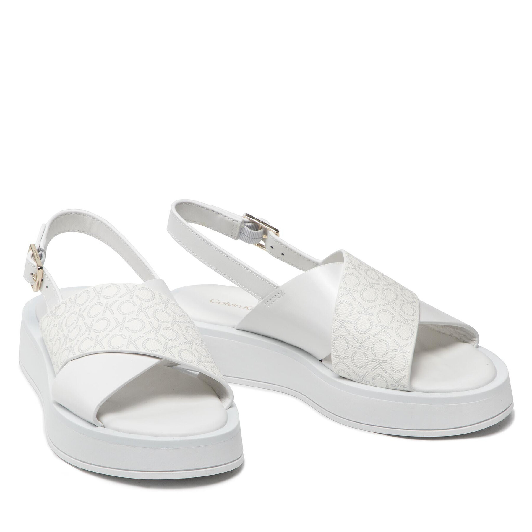 Calvin Klein Сандали Flatform Sanl Moni Mix HW0HW01138 Бял - Pepit.bg