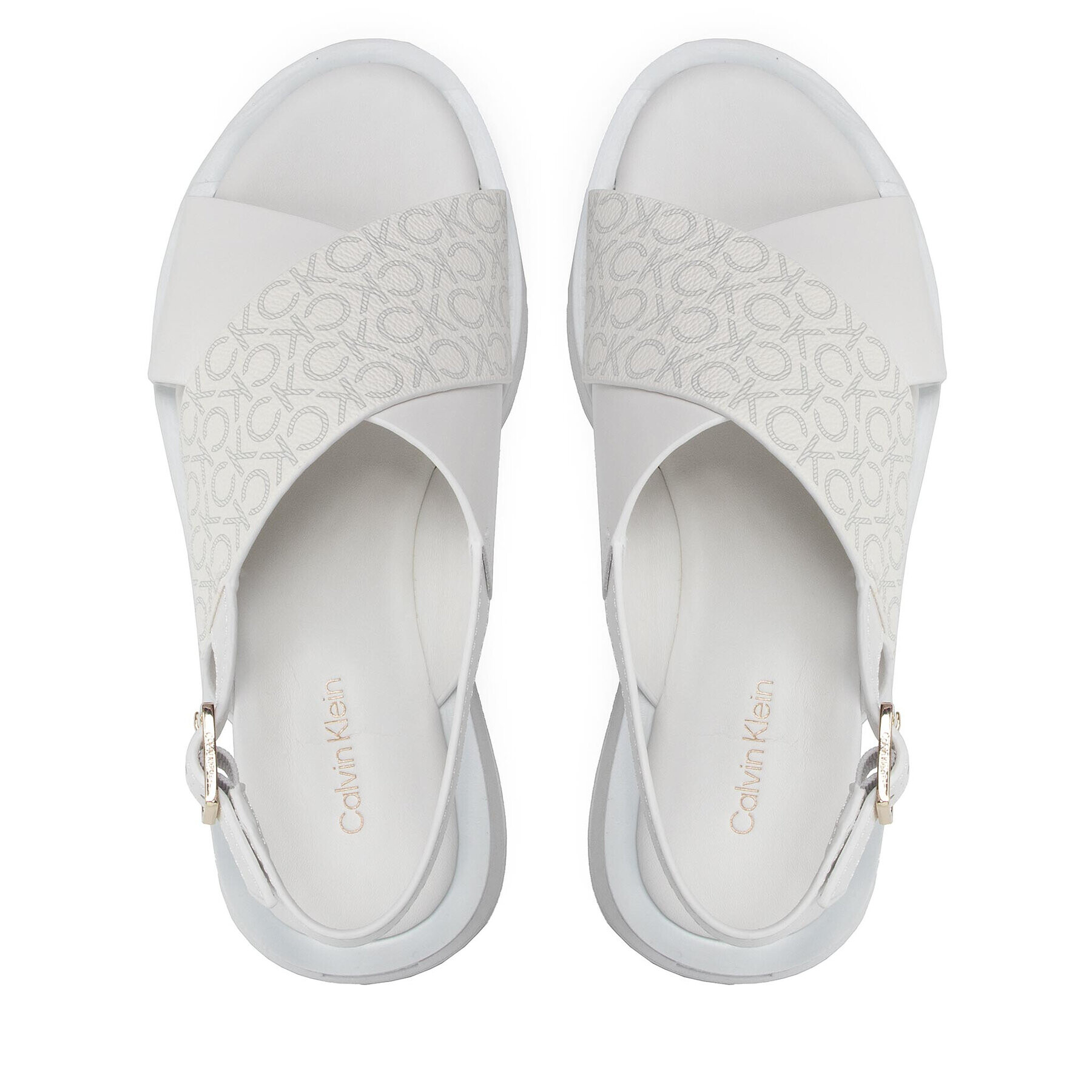Calvin Klein Сандали Flatform Sanl Moni Mix HW0HW01138 Бял - Pepit.bg