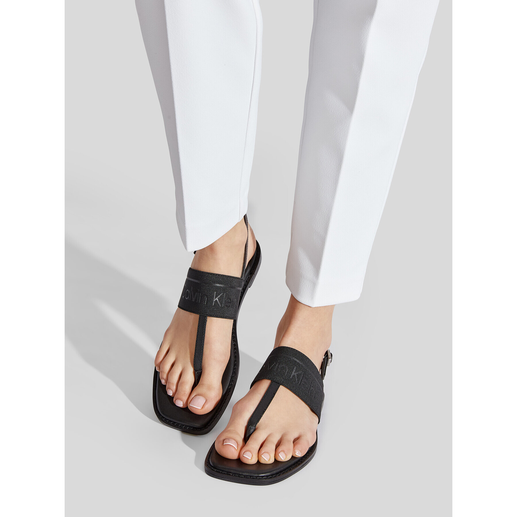 Calvin Klein Сандали Squared Flat Tp Sandal He HW0HW00818 Черен - Pepit.bg