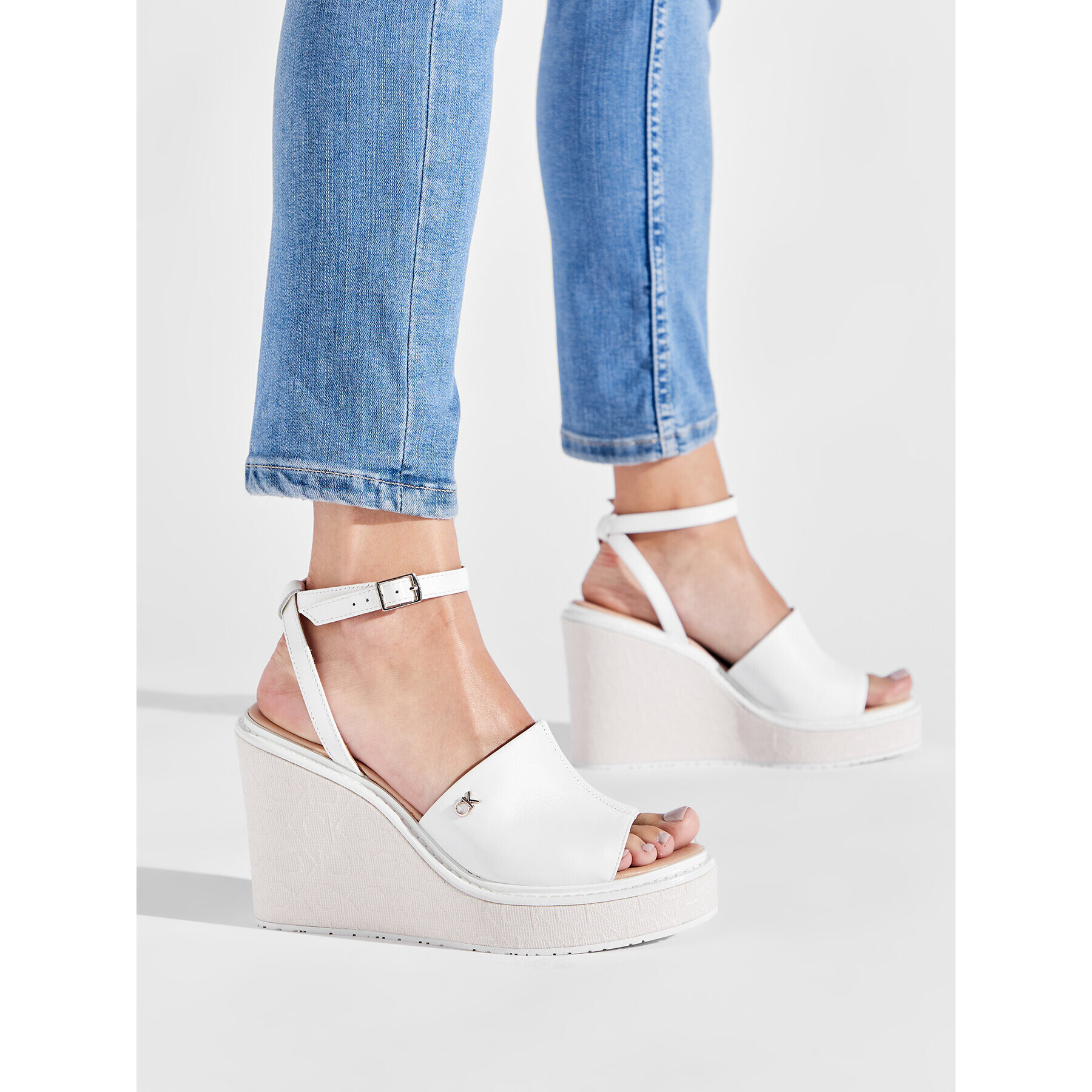 Calvin Klein Сандали Wedge 70 Arch Stit-Jq HW0HW01129 Бял - Pepit.bg