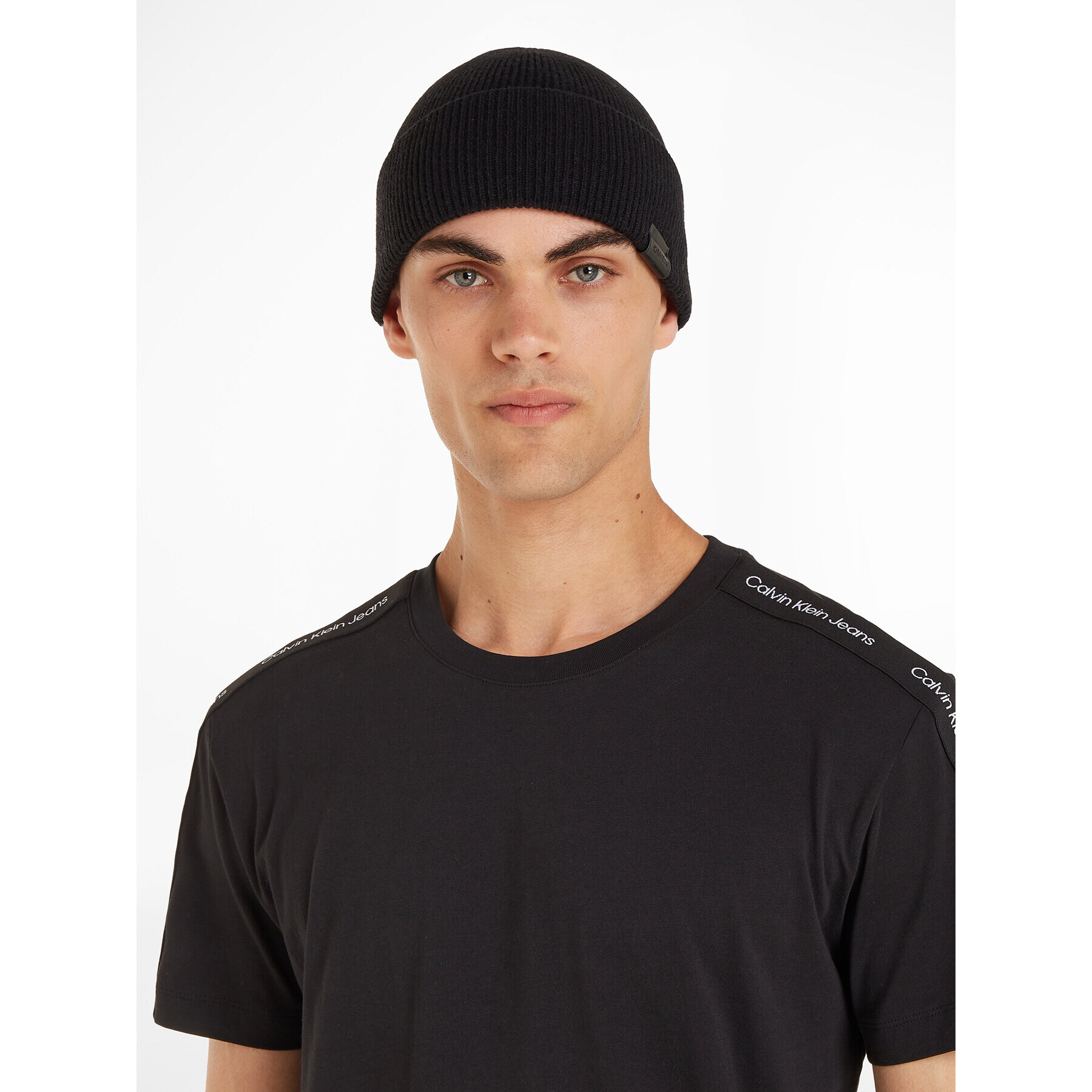 Calvin Klein Шапка Leather Patch Docker Beanie K50K510978 Черен - Pepit.bg