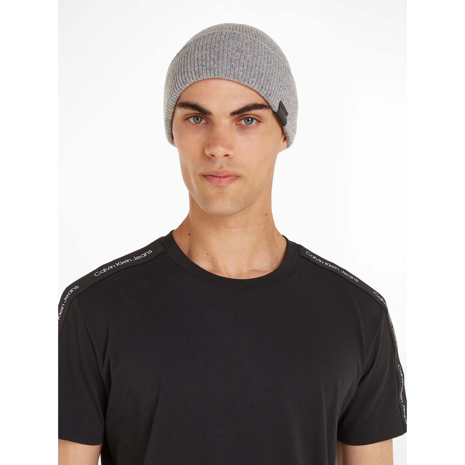 Calvin Klein Шапка Leather Patch Docker Beanie K50K510978 Сив - Pepit.bg