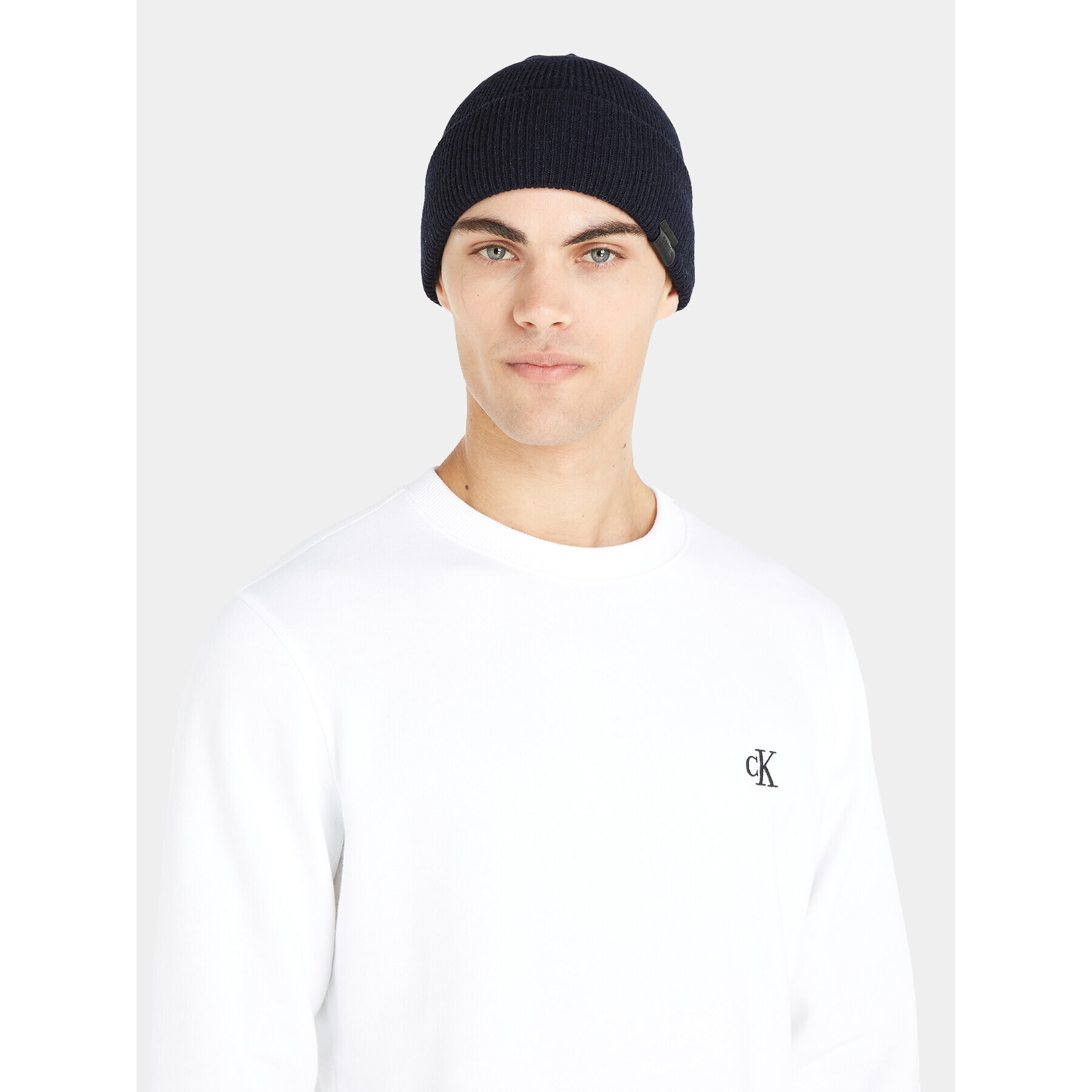 Calvin Klein Шапка Leather Patch Docker Beanie K50K510978 Тъмносин - Pepit.bg