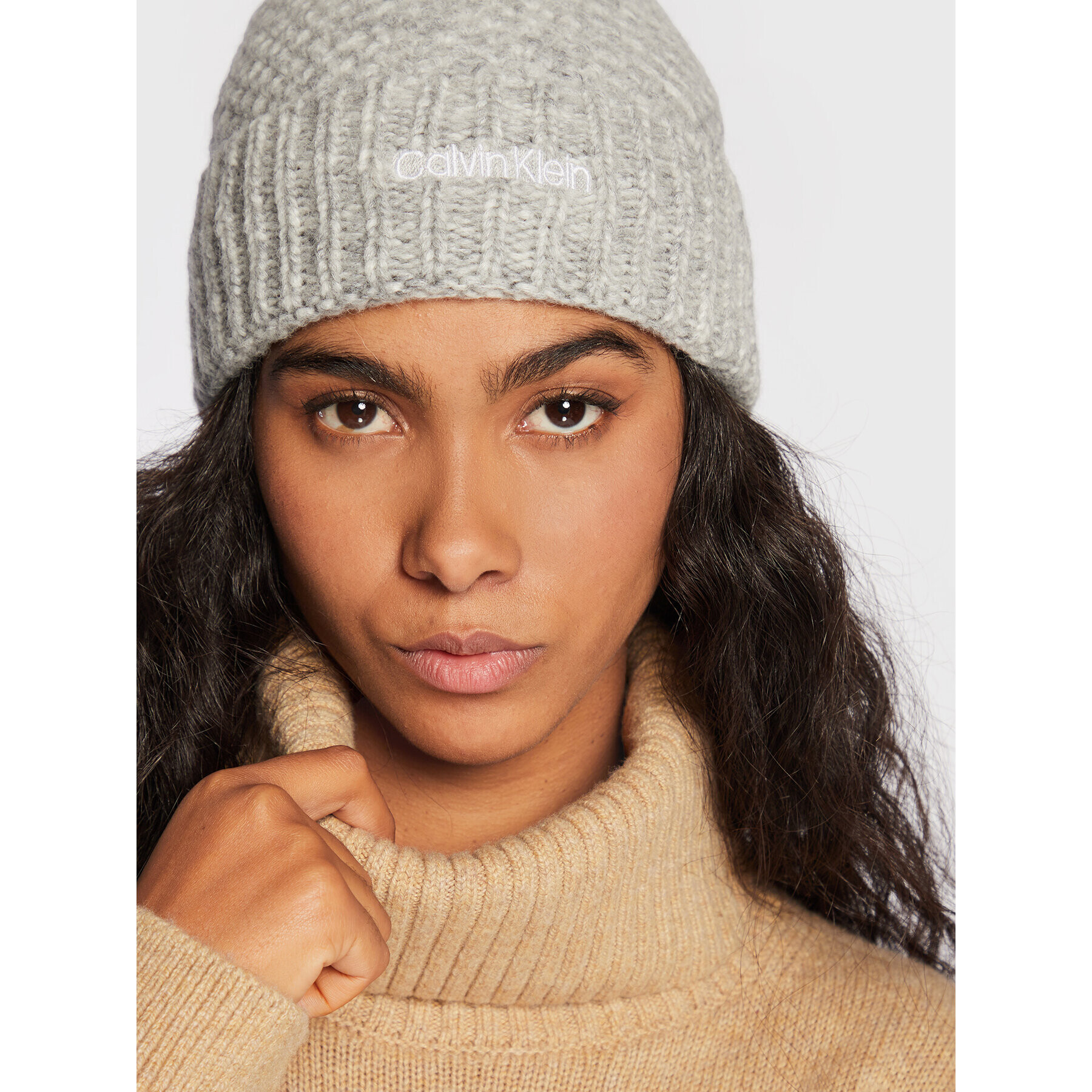 Calvin Klein Шапка Micro Waffle Beanie K60K609963 Сив - Pepit.bg