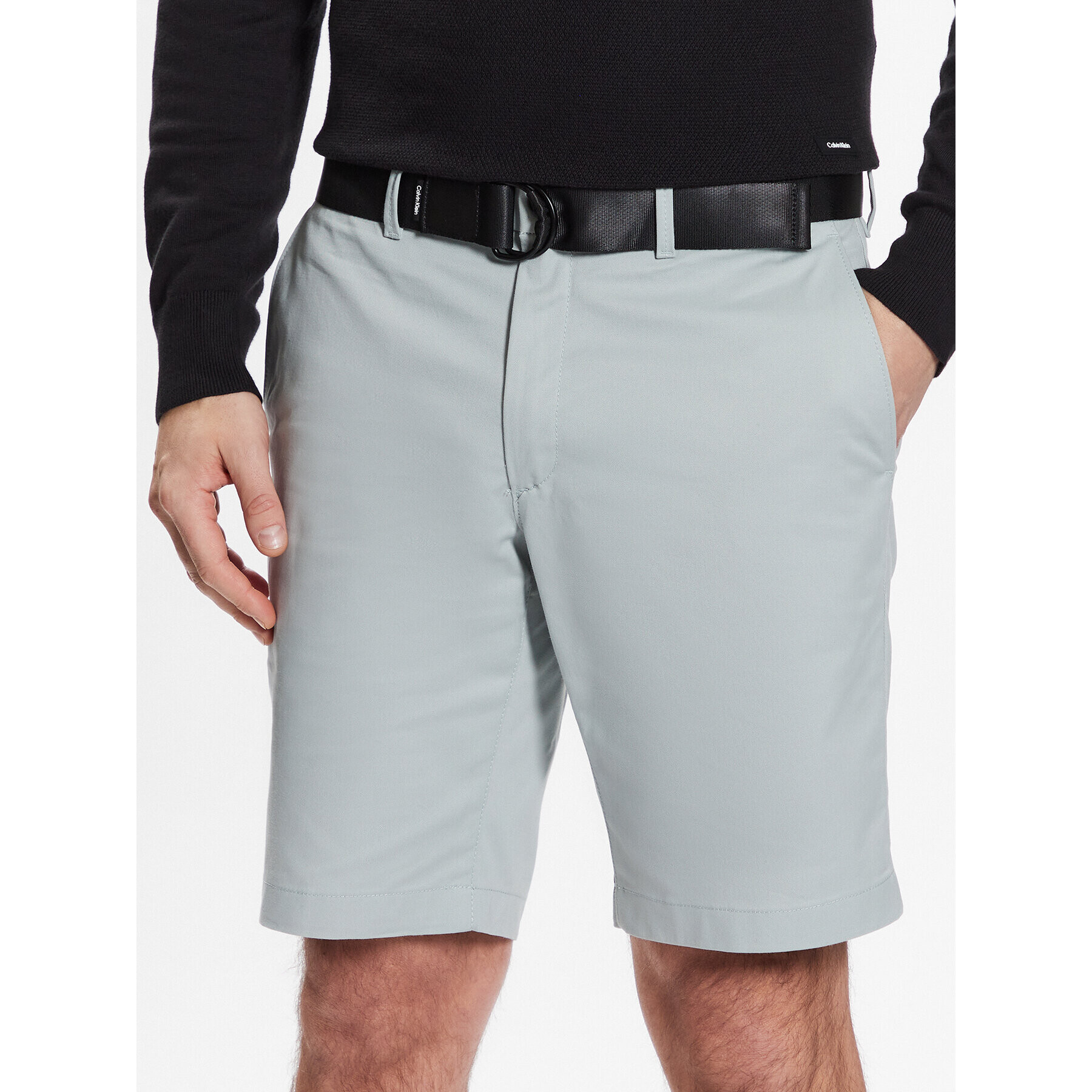 Calvin Klein Шорти от плат Modern Twill Slim Short Belt K10K111788 Син Slim Fit - Pepit.bg