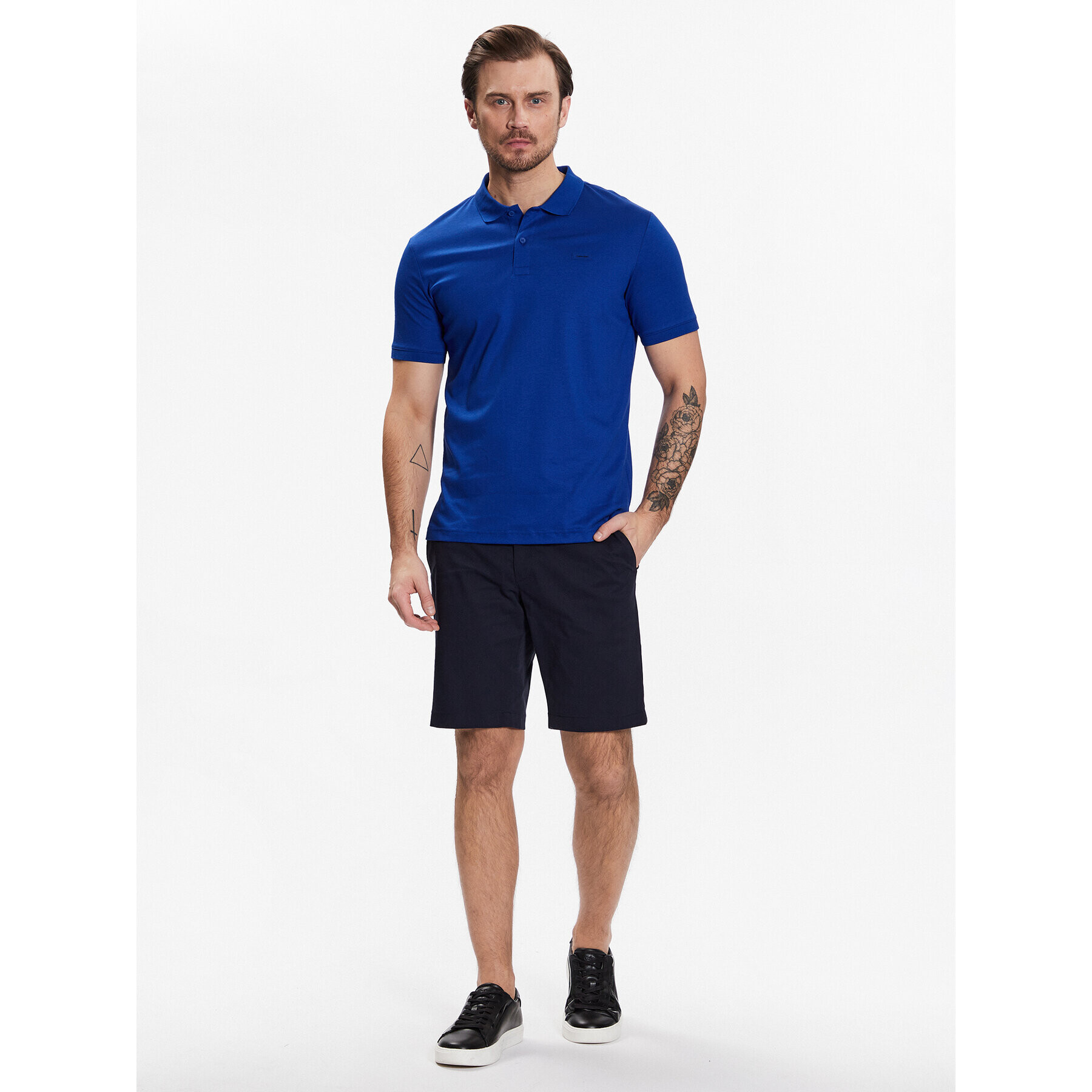 Calvin Klein Шорти от плат Modern Twill Slim Shorts Belt K10K111788 Тъмносин Slim Fit - Pepit.bg