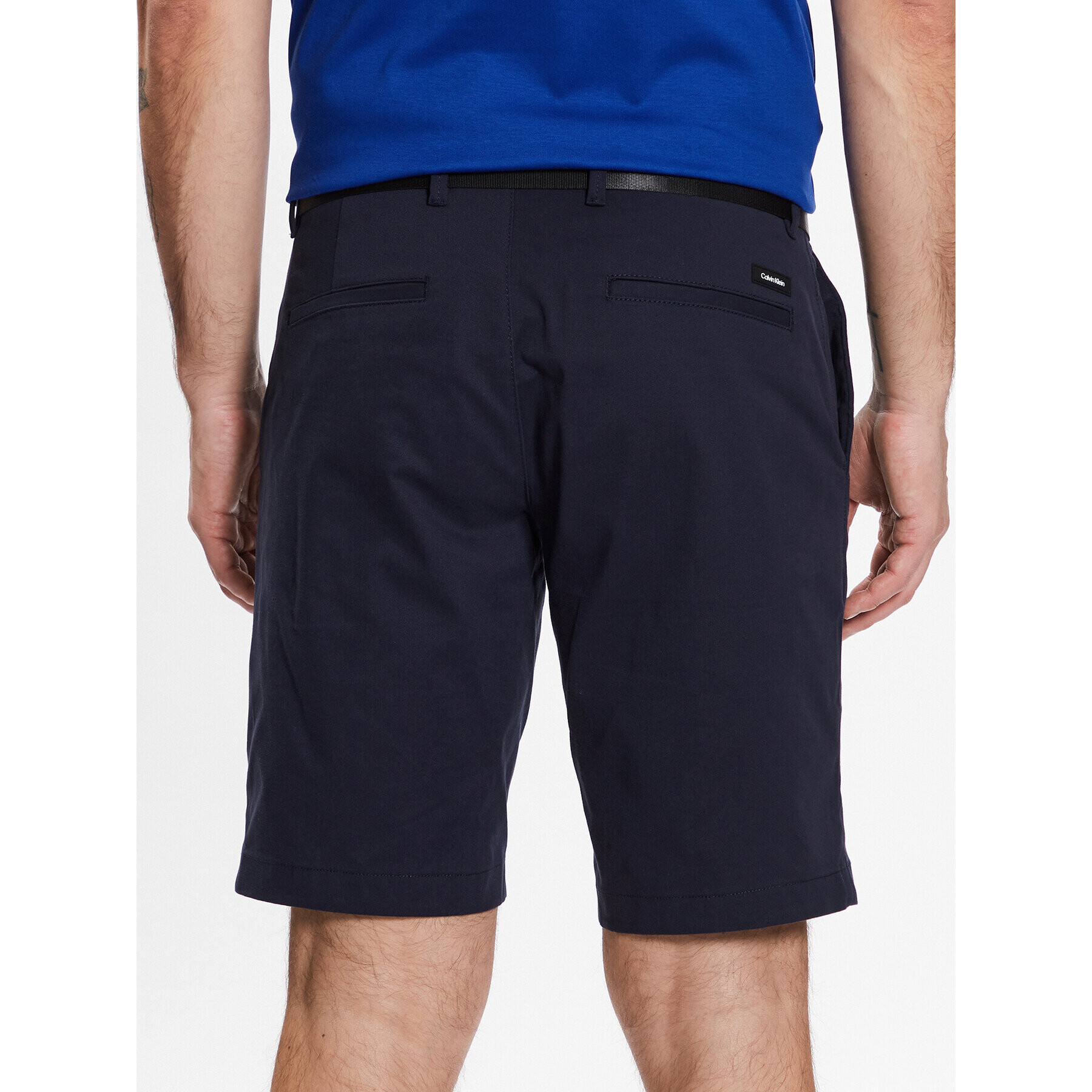 Calvin Klein Шорти от плат Modern Twill Slim Shorts Belt K10K111788 Тъмносин Slim Fit - Pepit.bg