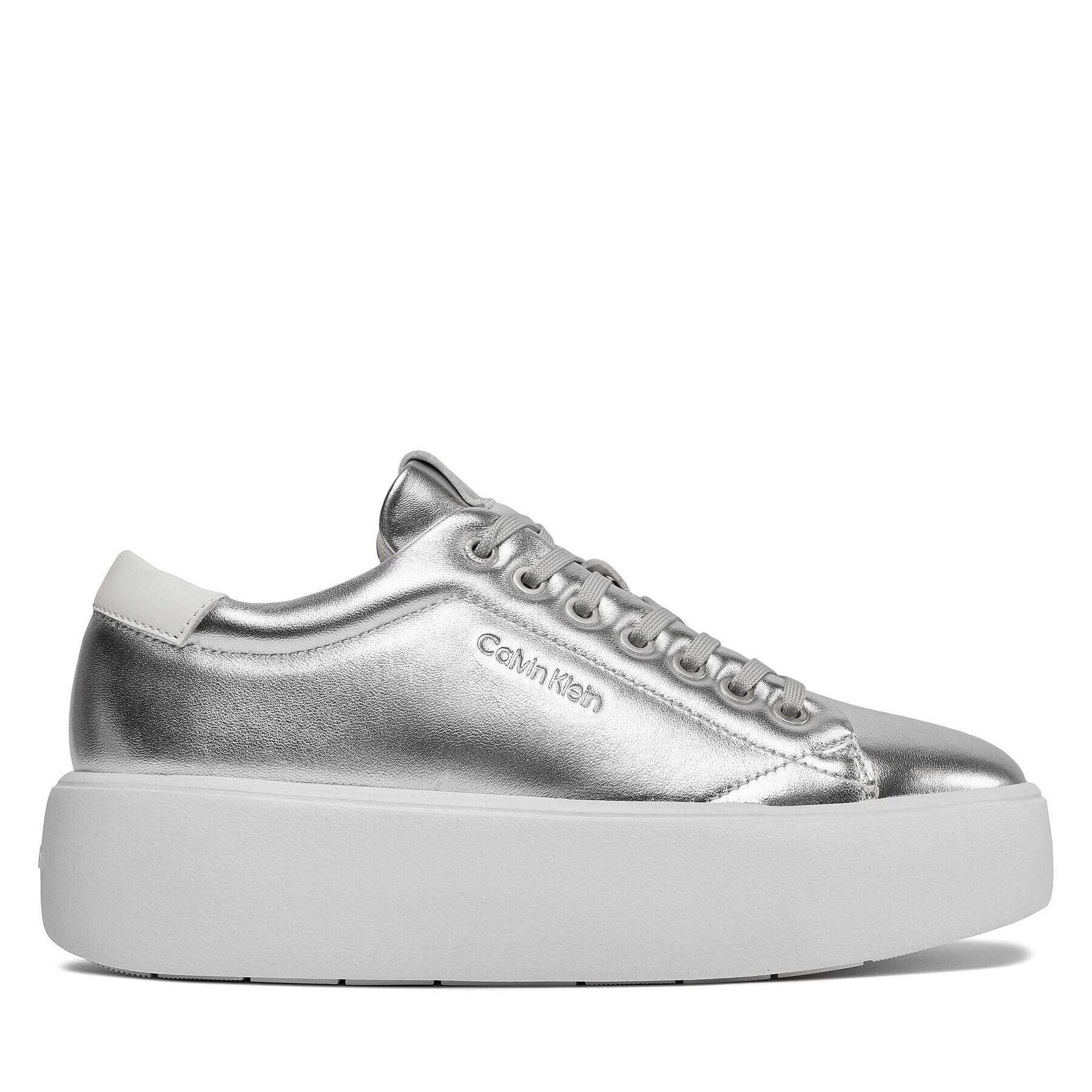 Calvin Klein Сникърси Bubble Cupsole Lace Up Metallic HW0HW02008 Бял - Pepit.bg