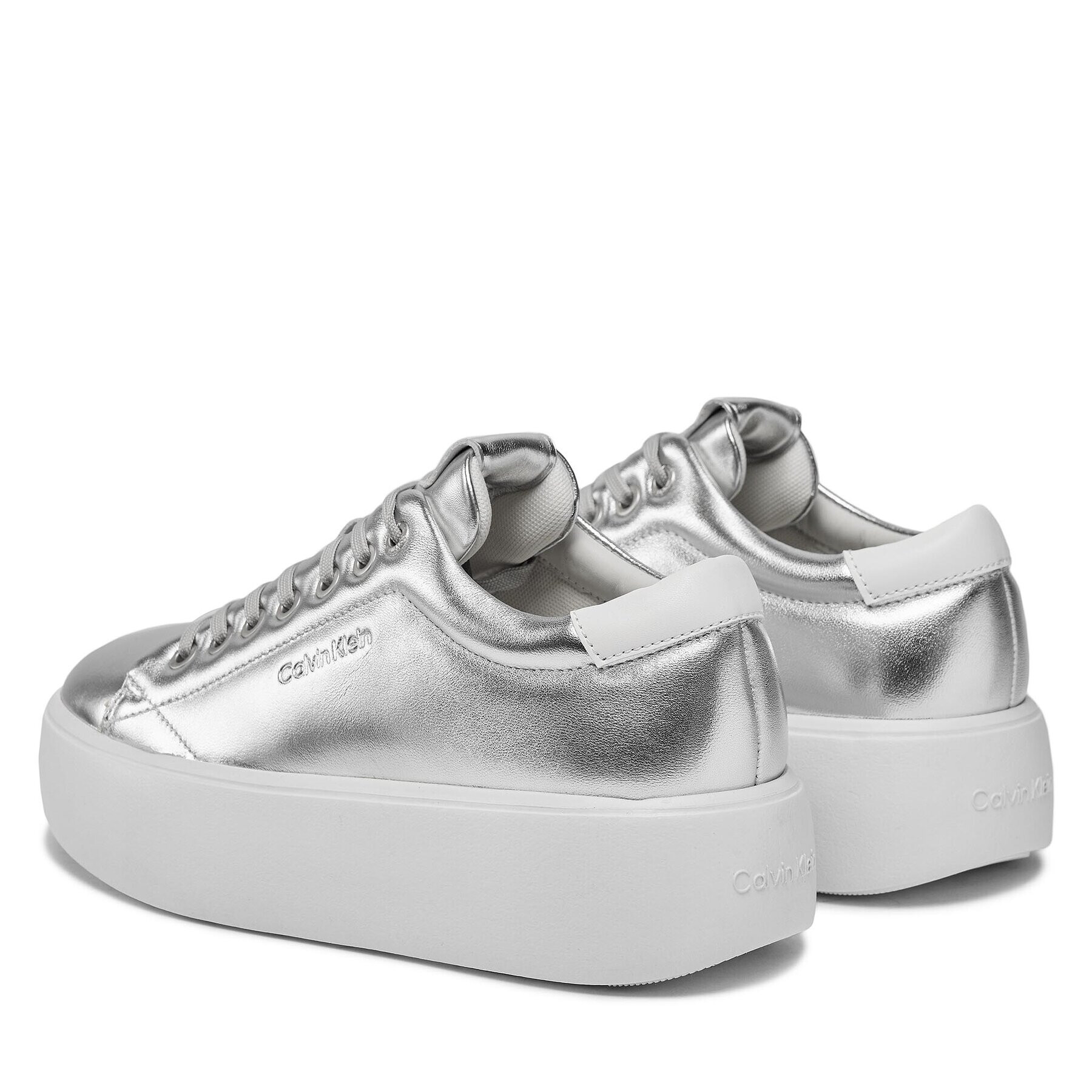 Calvin Klein Сникърси Bubble Cupsole Lace Up Metallic HW0HW02008 Бял - Pepit.bg