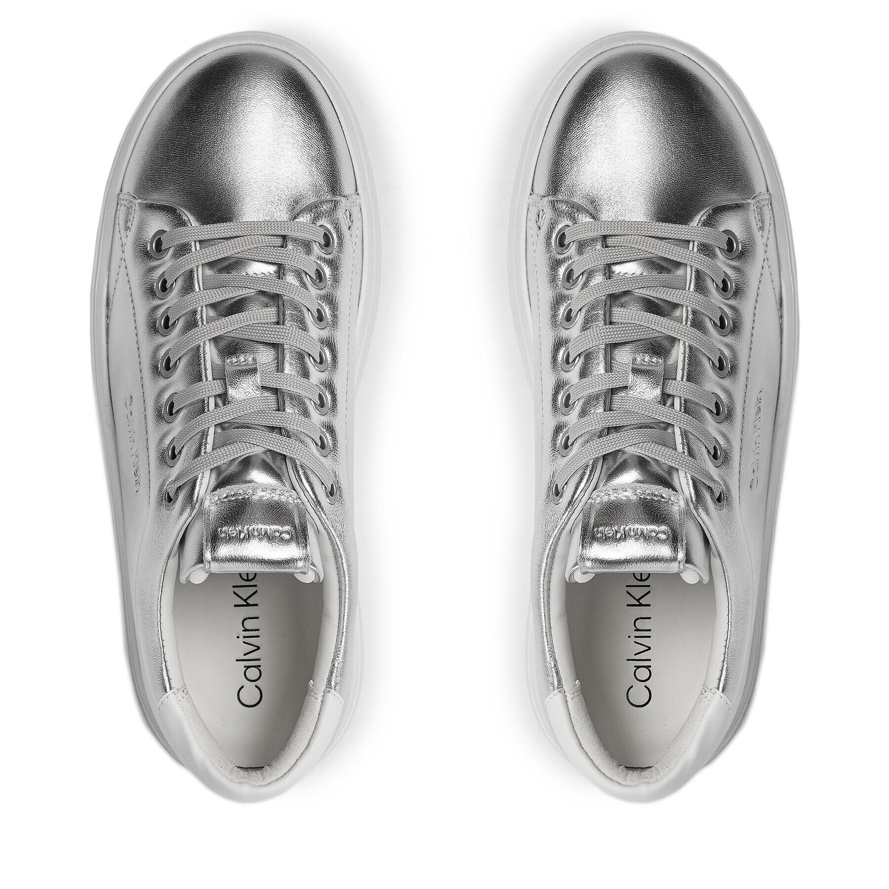 Calvin Klein Сникърси Bubble Cupsole Lace Up Metallic HW0HW02008 Бял - Pepit.bg