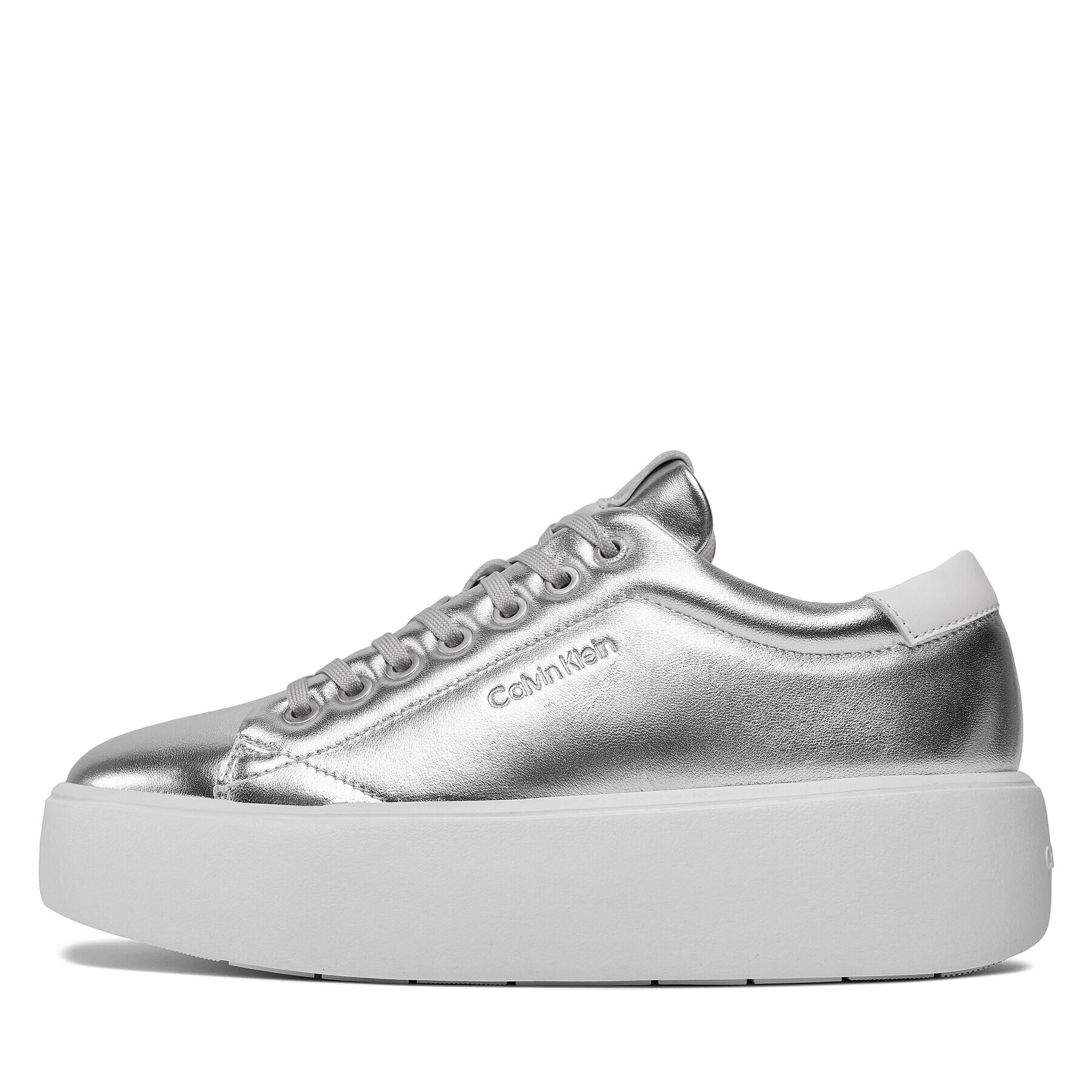 Calvin Klein Сникърси Bubble Cupsole Lace Up Metallic HW0HW02008 Бял - Pepit.bg