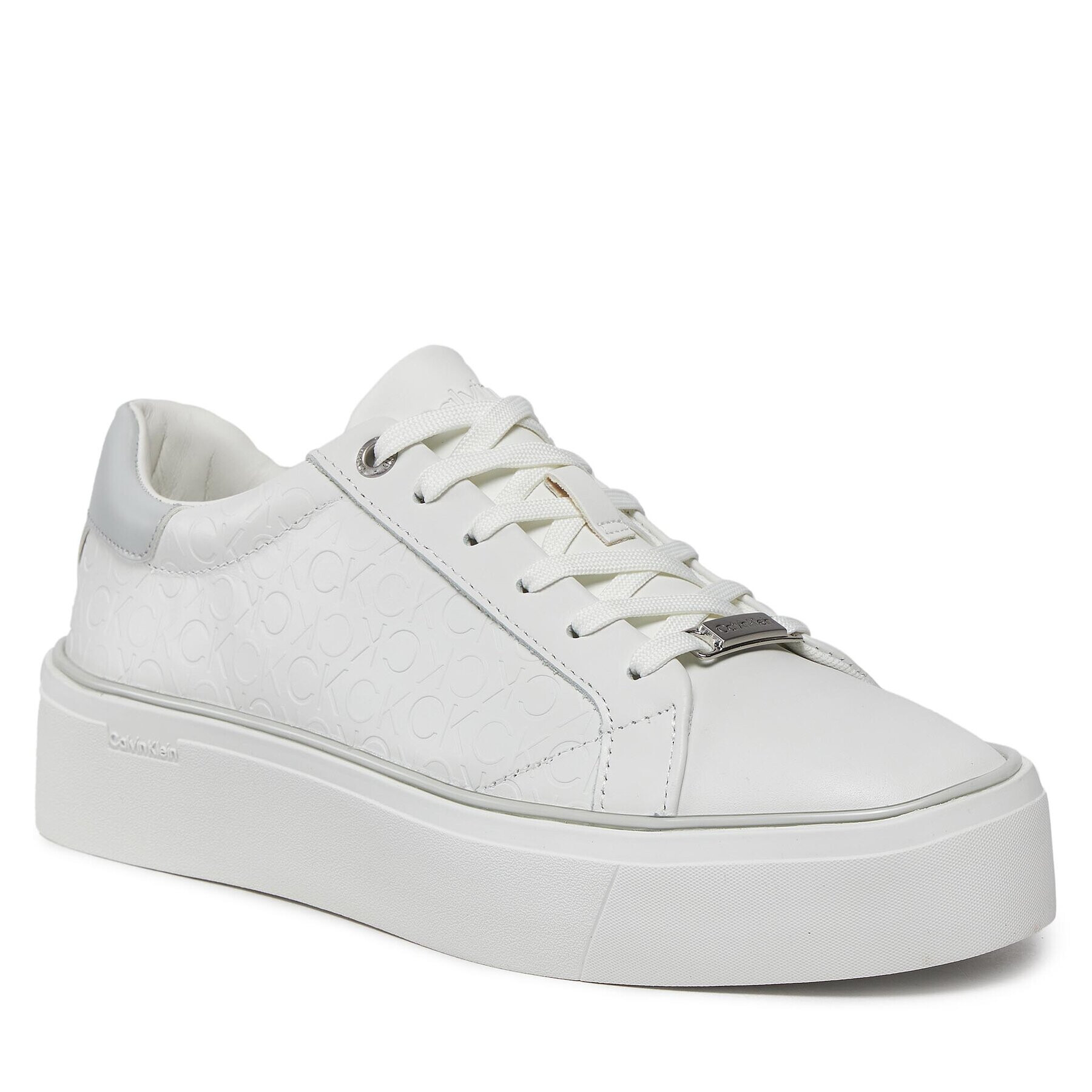 Calvin Klein Сникърси Flatform C Lace Up - Mono Mix HW0HW01870 Бял - Pepit.bg