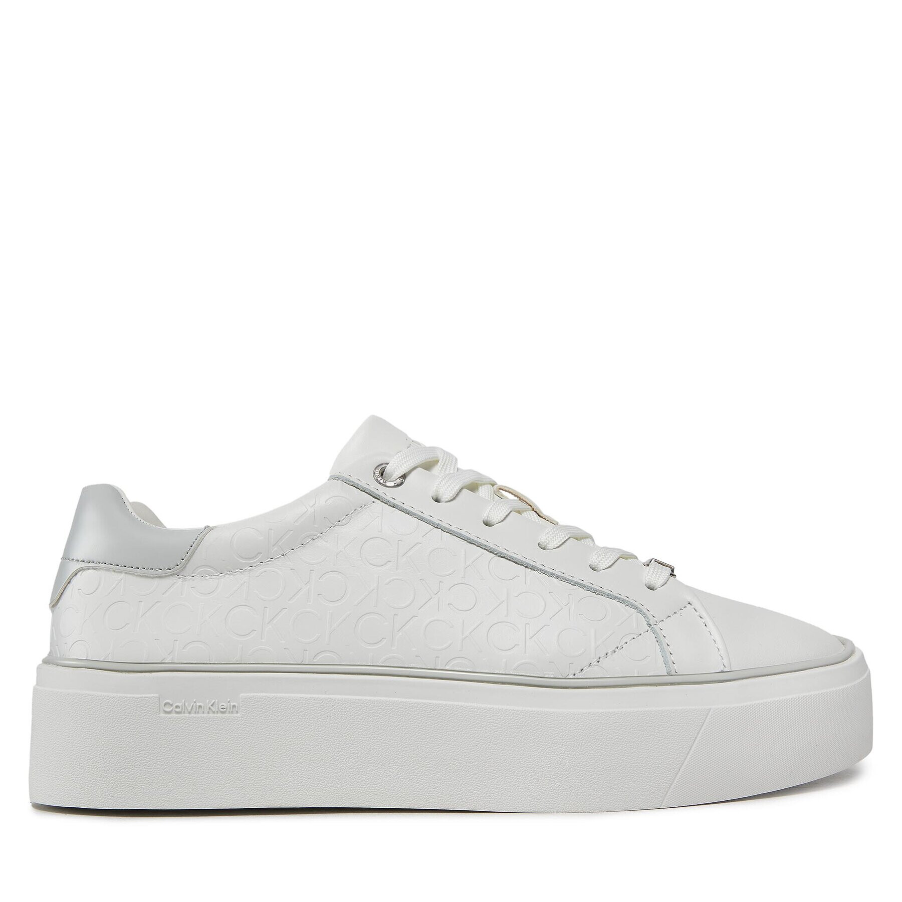 Calvin Klein Сникърси Flatform C Lace Up - Mono Mix HW0HW01870 Бял - Pepit.bg