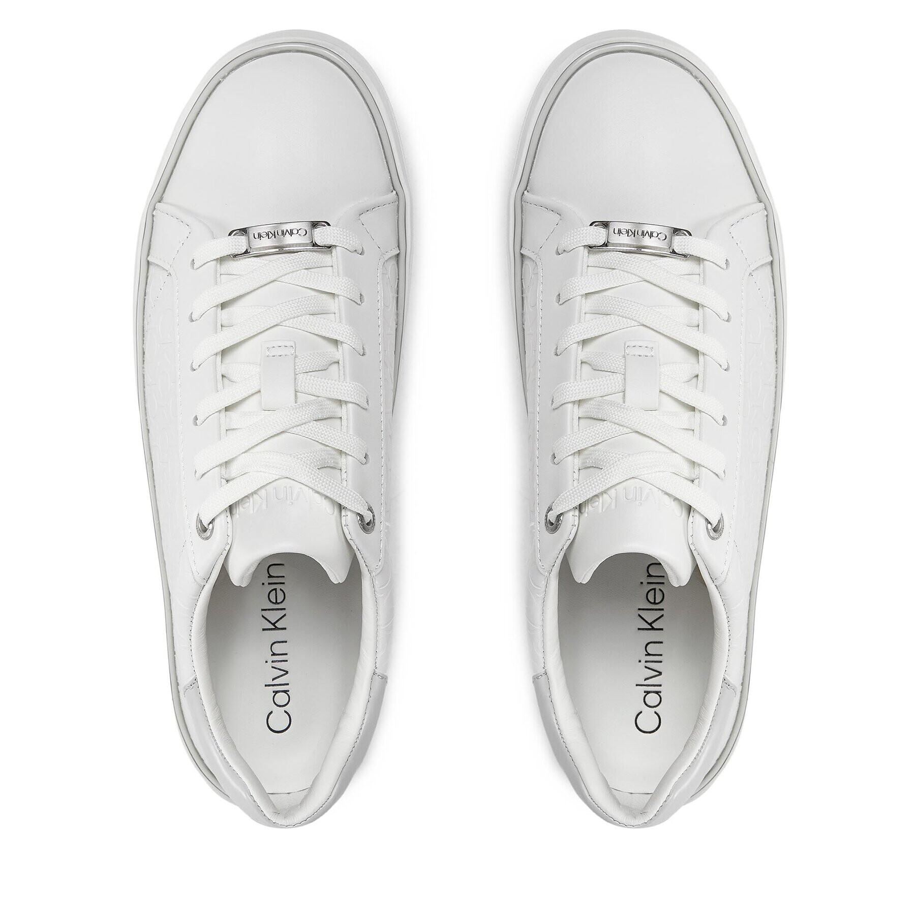 Calvin Klein Сникърси Flatform C Lace Up - Mono Mix HW0HW01870 Бял - Pepit.bg