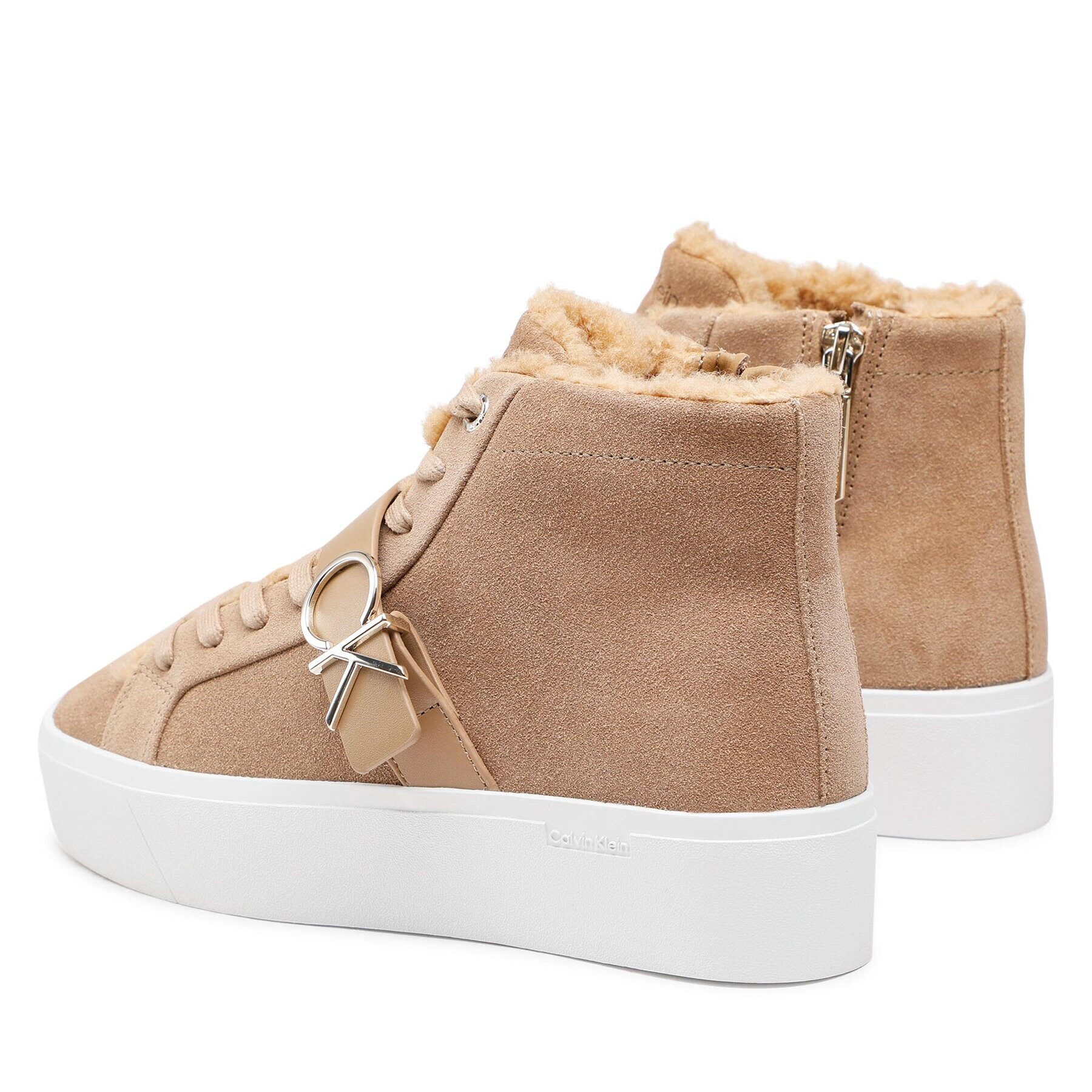 Calvin Klein Сникърси Flatform Cup High Top Ck Hw-S Wl HW0HW01334 Кафяв - Pepit.bg