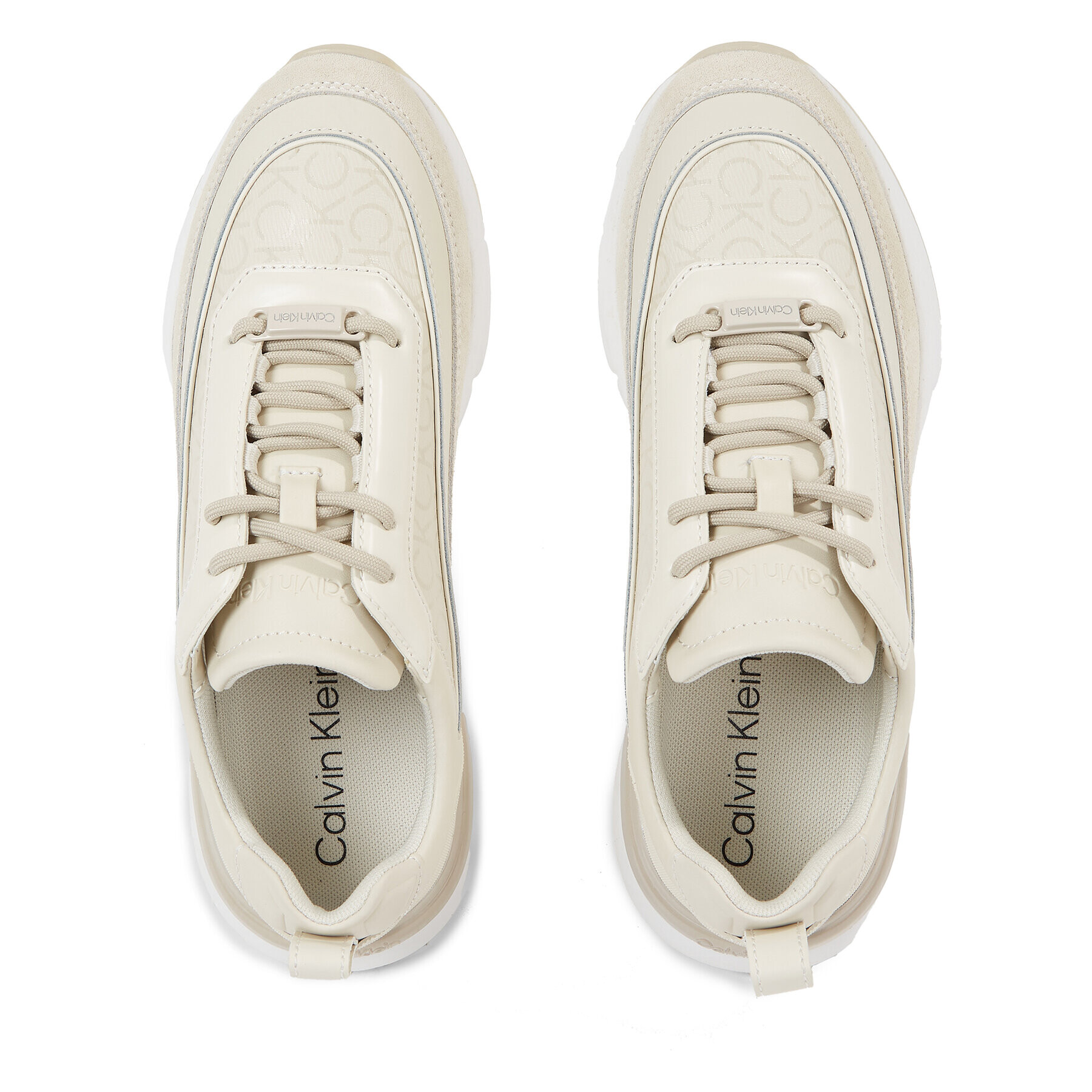 Calvin Klein Сникърси Flexi Runner Lace Up - Epi Mono HW0HW01662 Бежов - Pepit.bg