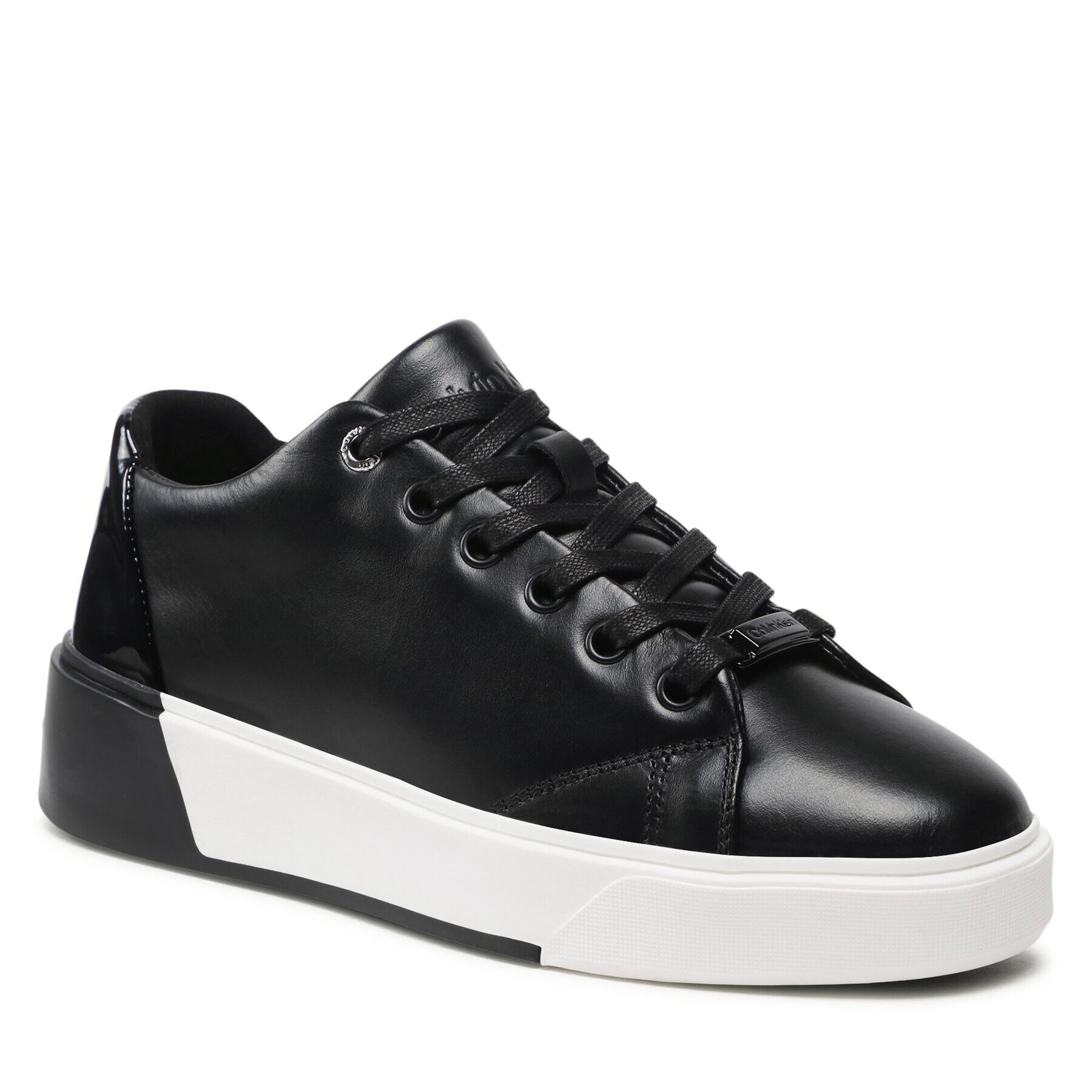 Calvin Klein Сникърси Heel Cupsole Lace Up-Lth Mix HW0HW01209 Черен - Pepit.bg