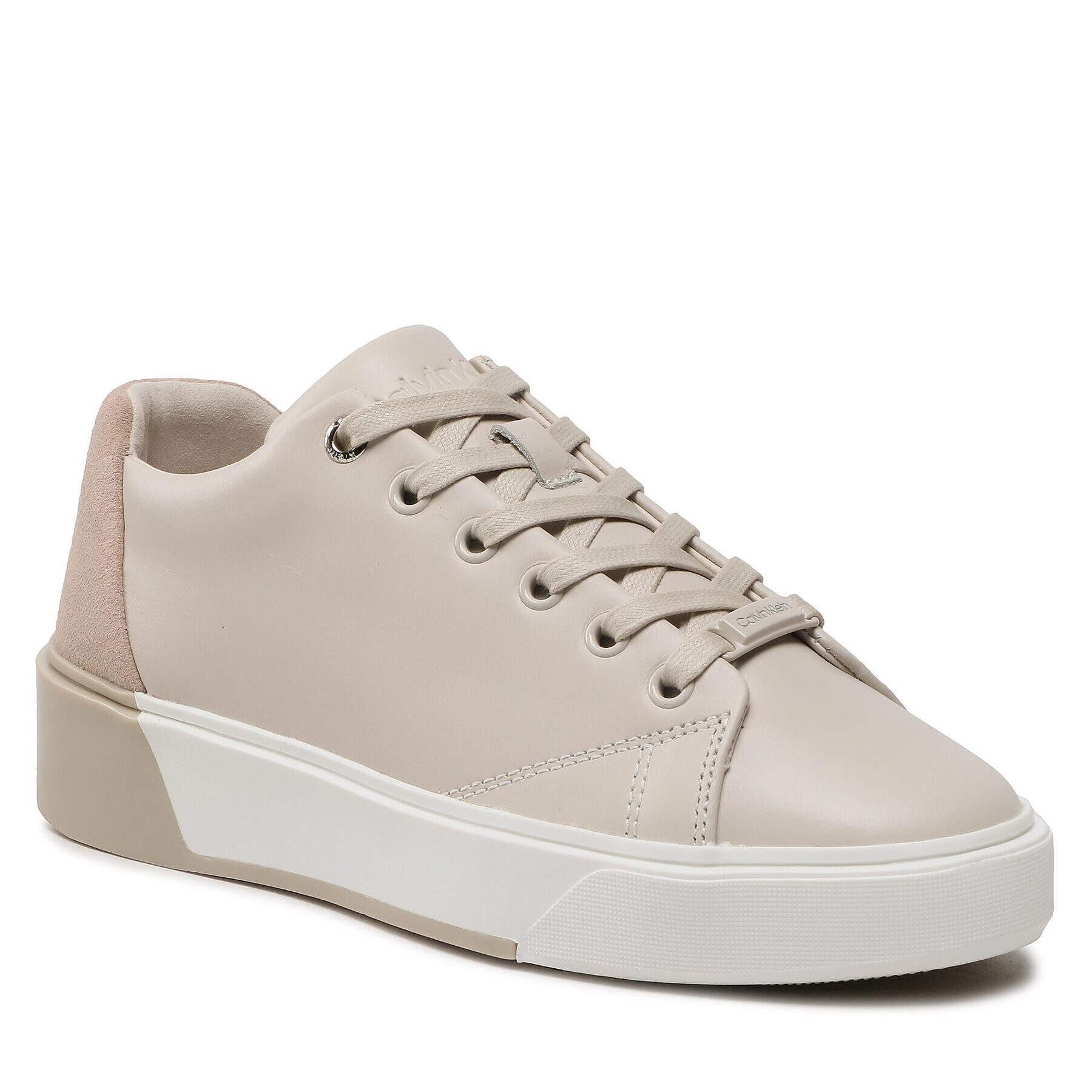 Calvin Klein Сникърси Heel Cupsole Lace Up Sue HW0HW01385 Бежов - Pepit.bg